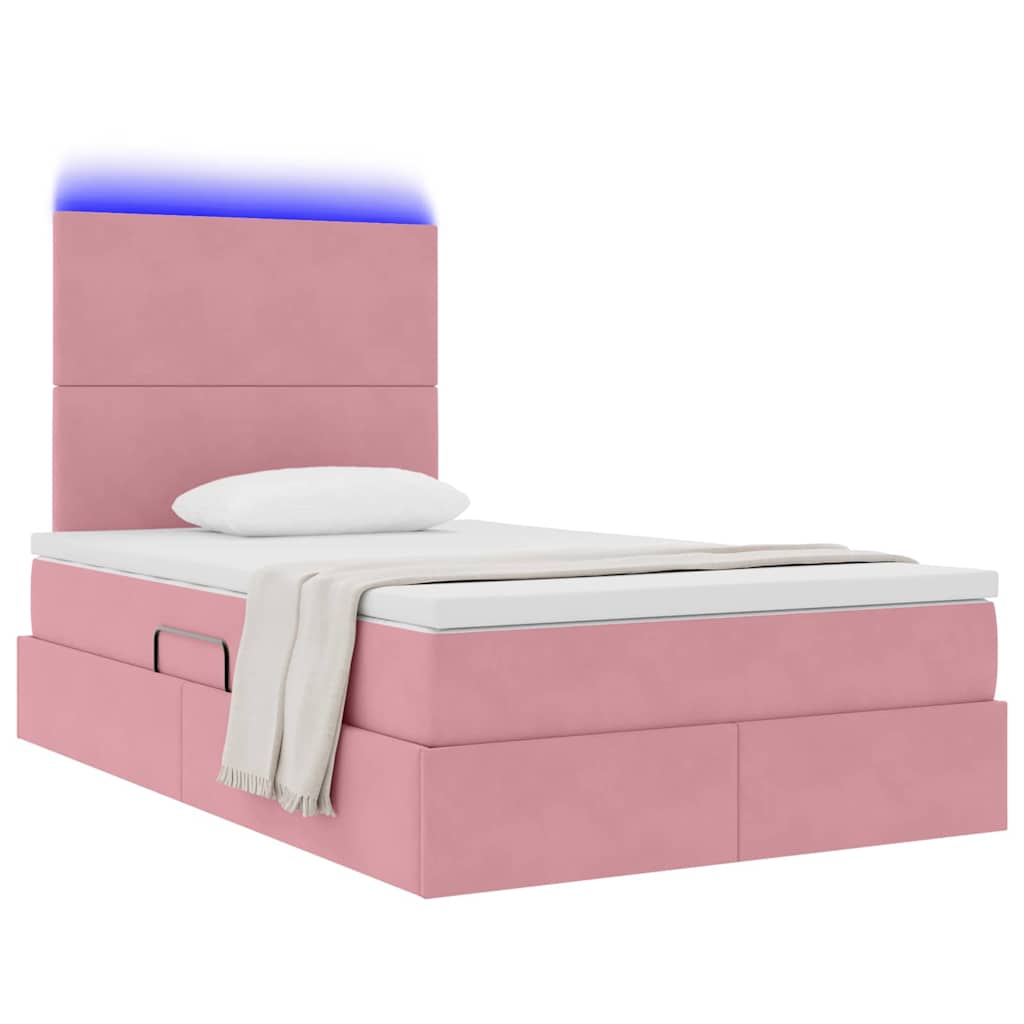 LED Opslagbed met Matras Roze 120 x 190 cm Fluweel – afbeelding 3