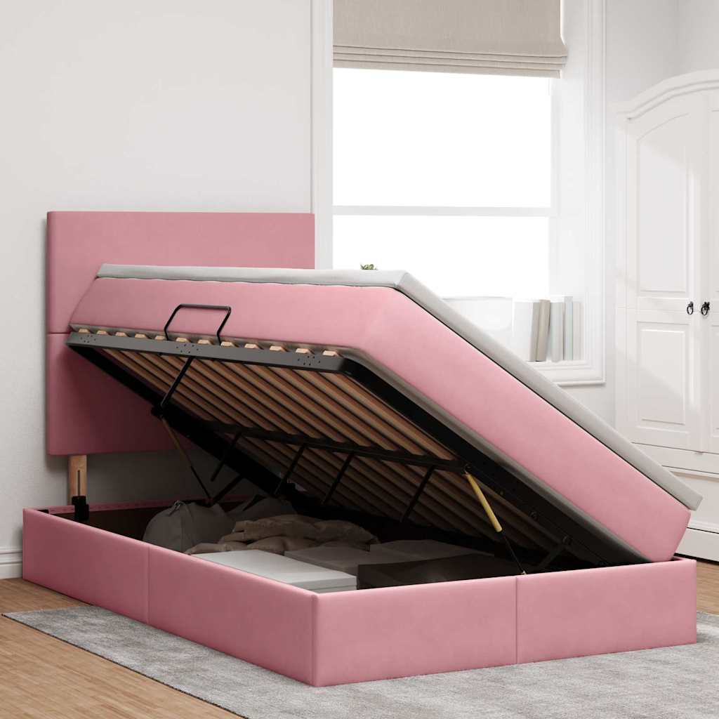 LED Opslagbed met Matras Roze 120 x 190 cm Fluweel – afbeelding 4