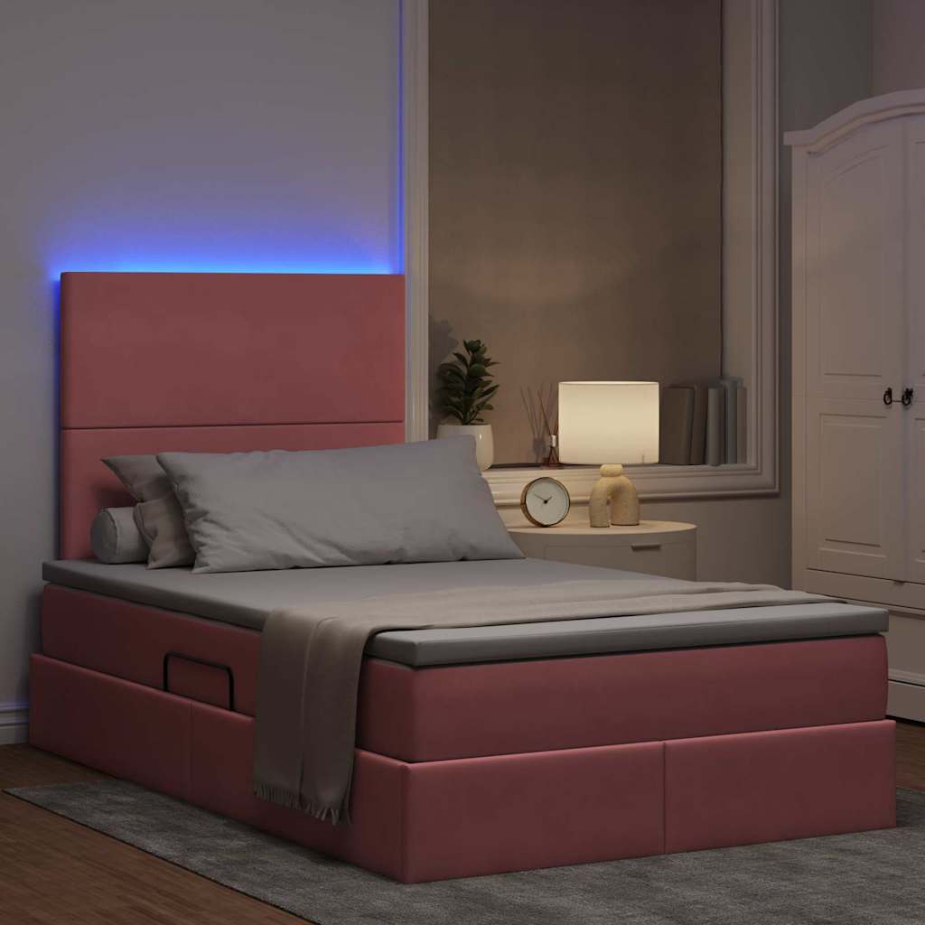 LED Opslagbed met Matras Roze 120 x 190 cm Fluweel – afbeelding 5