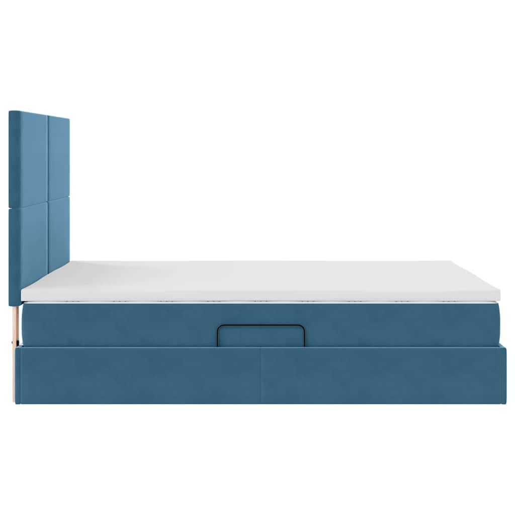 LED Opslagbed met Matras Donkerblauw 140 x 190 cm Fluweel – afbeelding 11