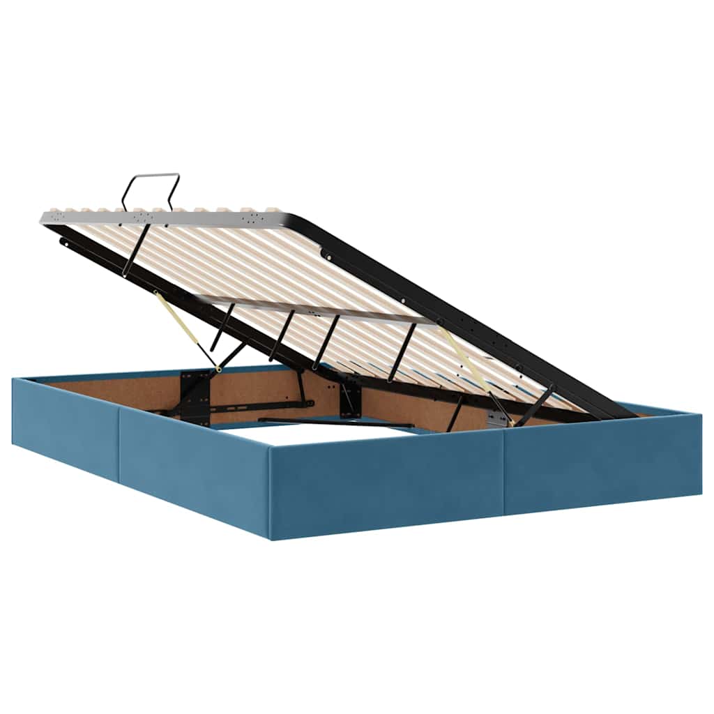LED Opslagbed met Matras Donkerblauw 140 x 190 cm Fluweel – afbeelding 7