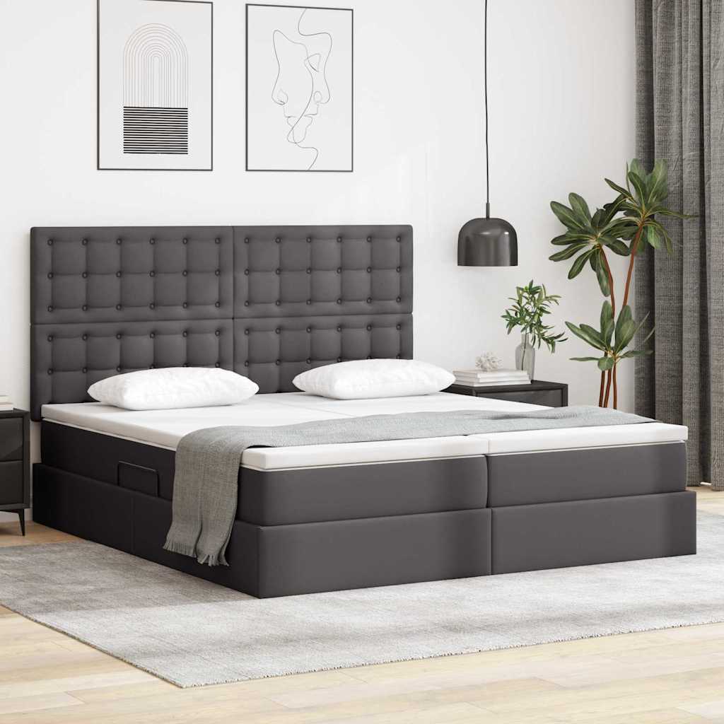Opbergbed met LED met hoofdeinde Grijs 180 x 200 cm Kunstleer – afbeelding 1
