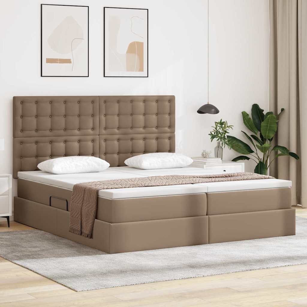 Opbergbed met LED met opslag Cappuccino 180 x 200 cm Kunstleer – afbeelding 1