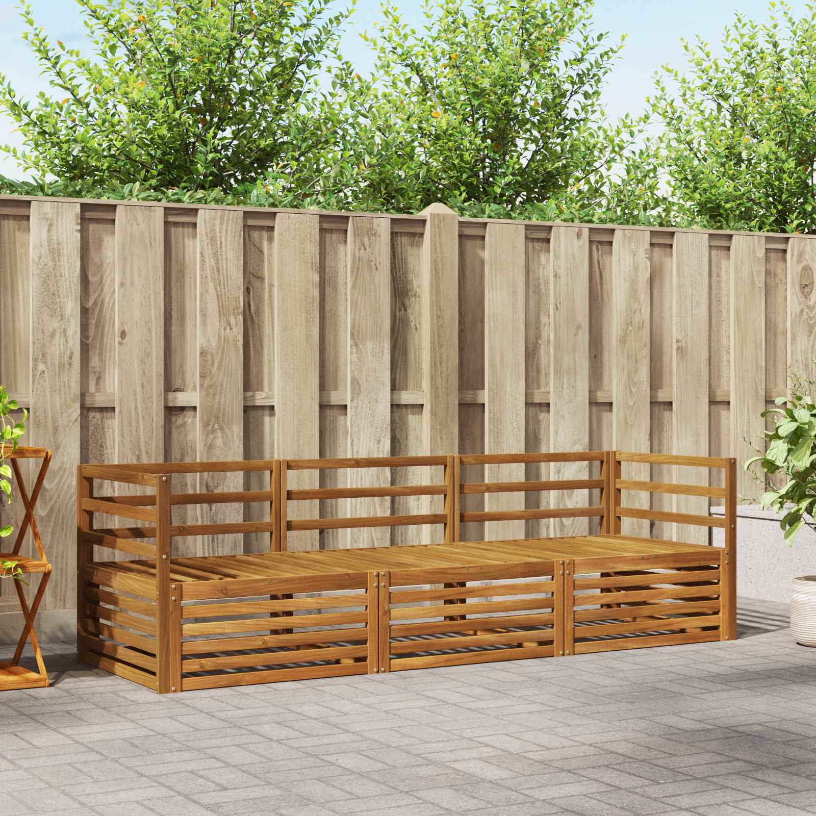 Buiten bankenset 3 pcs Naturel Massief Acaciahout – afbeelding 1