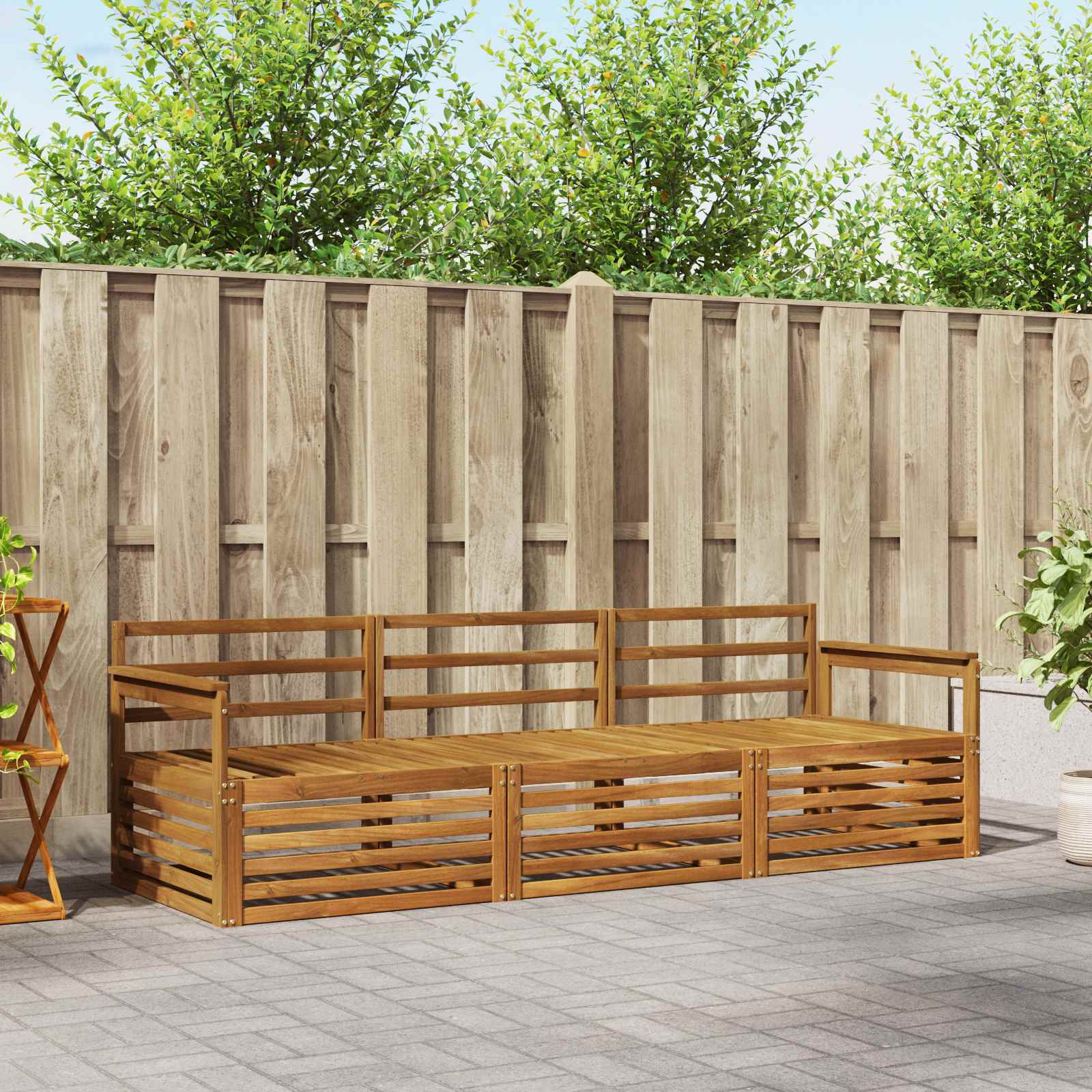 Buiten bankenset 3 pcs Naturel Massief Acaciahout – afbeelding 1