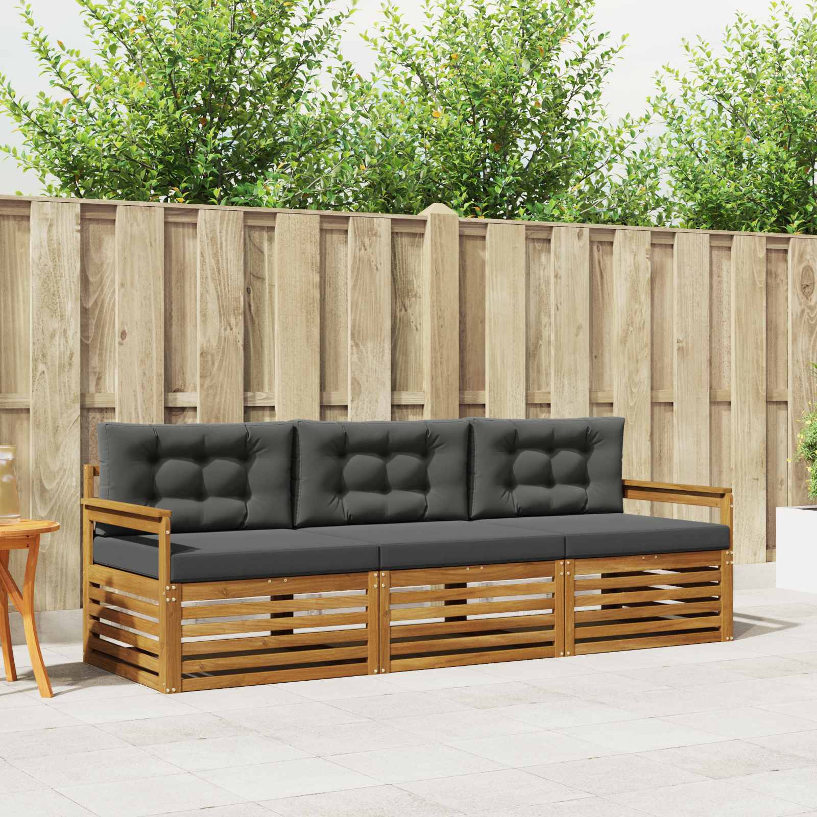 Buiten bankenset met kussen 3 pcs Natuurlijk en Antraciet – afbeelding 1