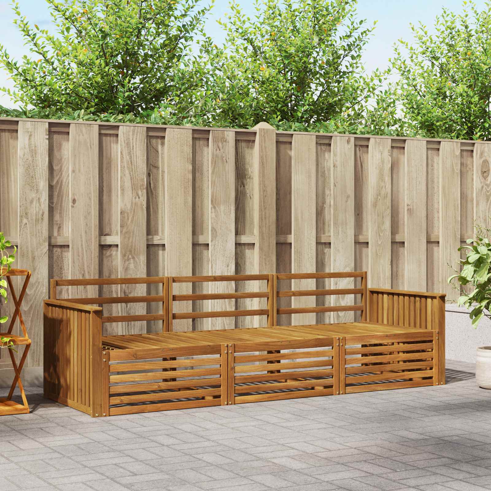 Buiten bankenset 3 pcs Naturel Massief Acaciahout – afbeelding 1