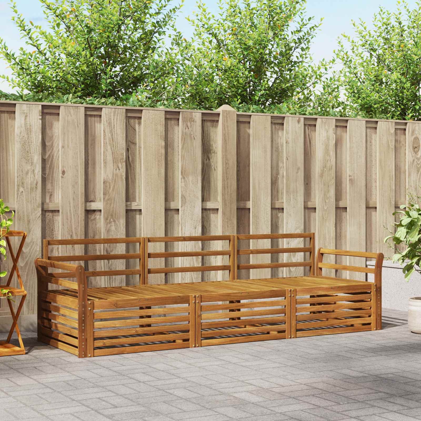 Buiten bankenset 3 pcs Naturel Massief Acaciahout – afbeelding 1