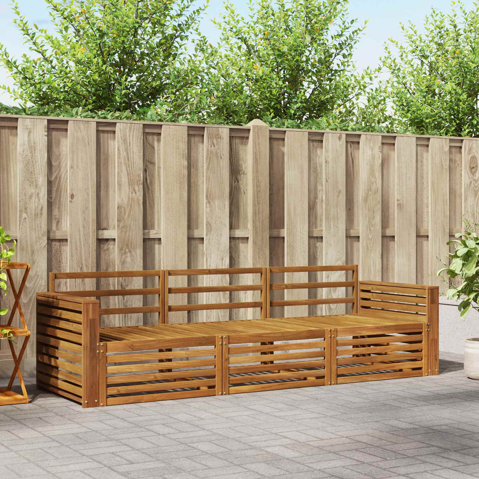 Buiten bankenset 3 pcs Naturel Massief Acaciahout