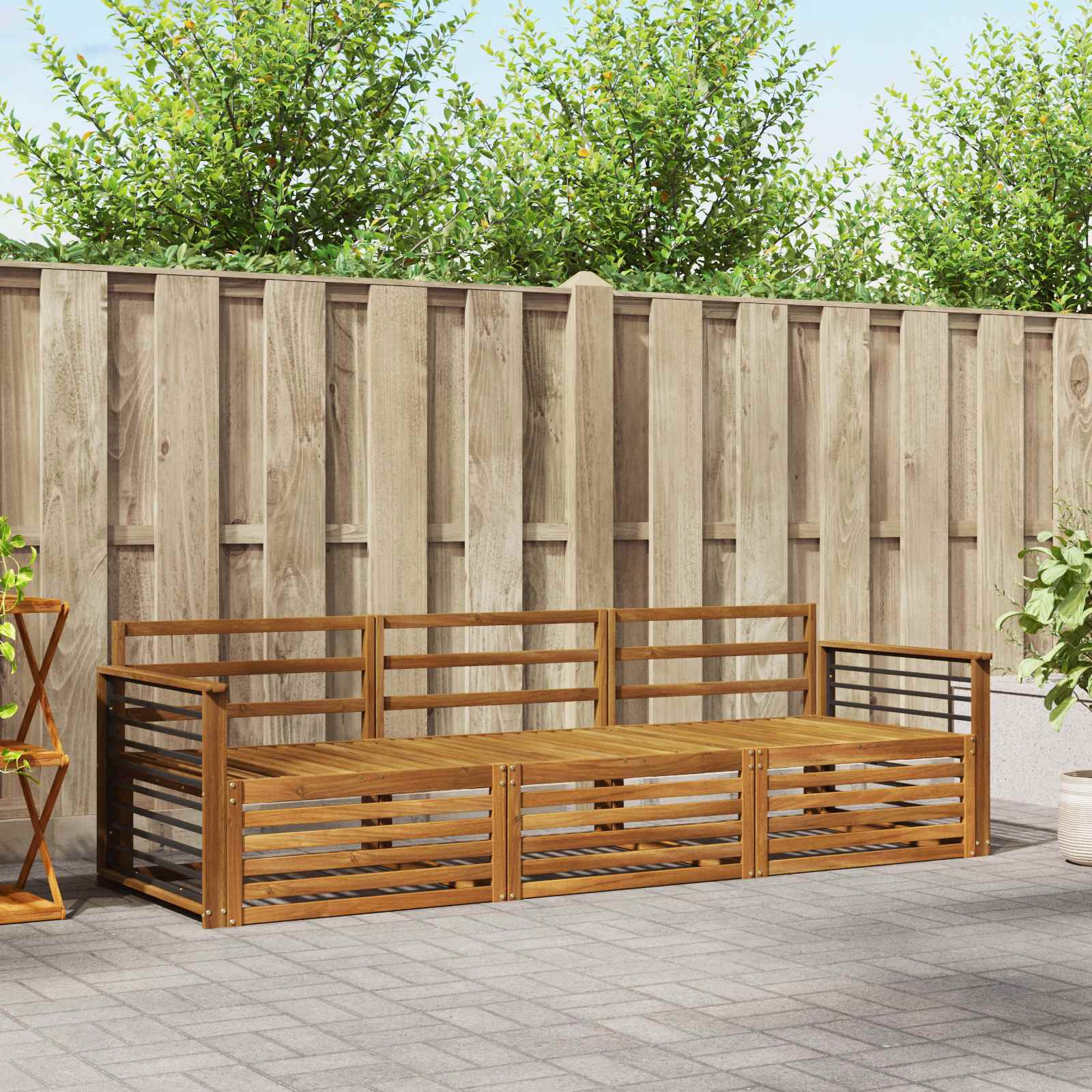 Buiten bankenset 3 pcs Naturel Massief Acaciahout – afbeelding 1