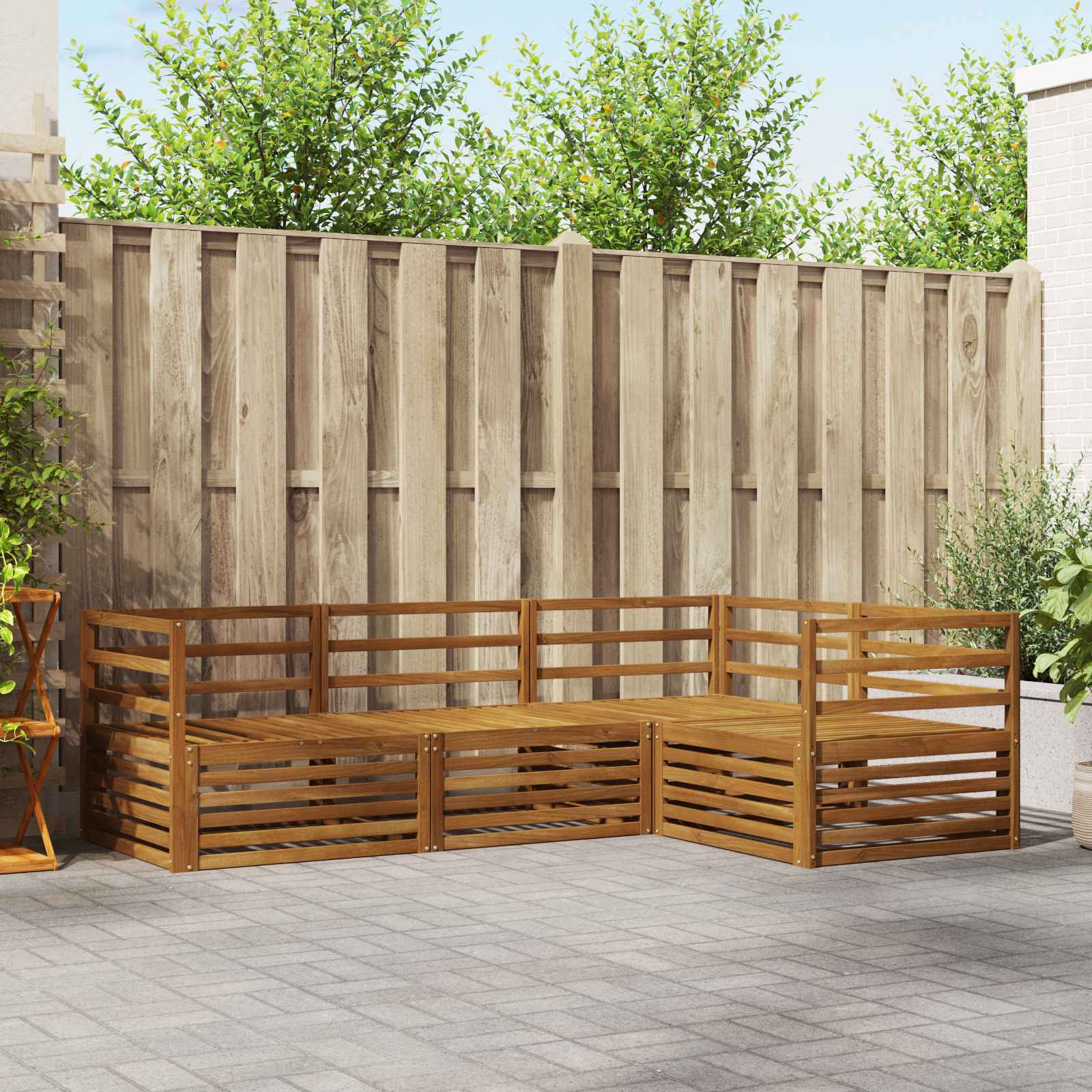 Buiten bankenset 4 pcs Naturel Massief Acaciahout – afbeelding 1