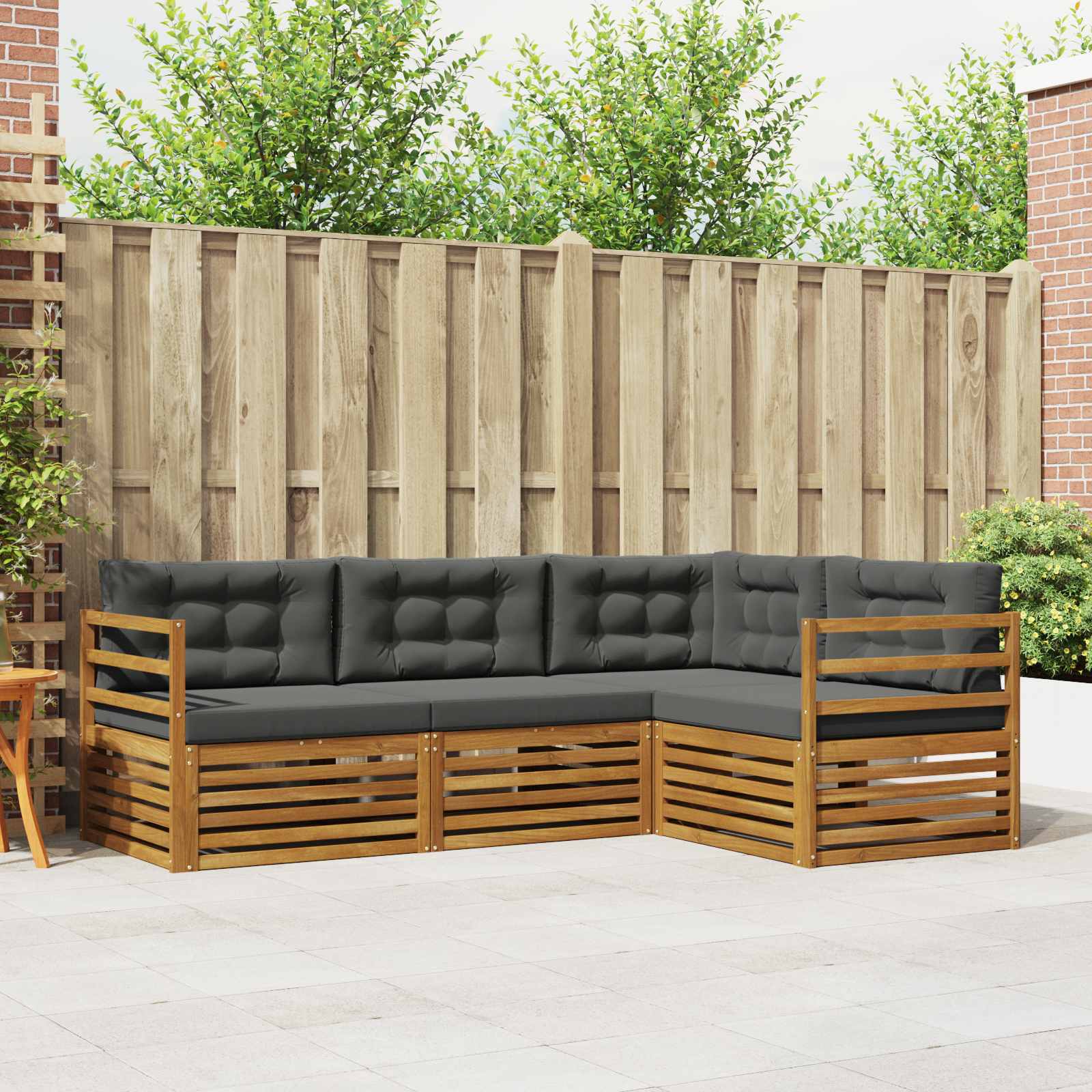 Buiten bankenset met kussen 4 pcs Natuurlijk en Antraciet