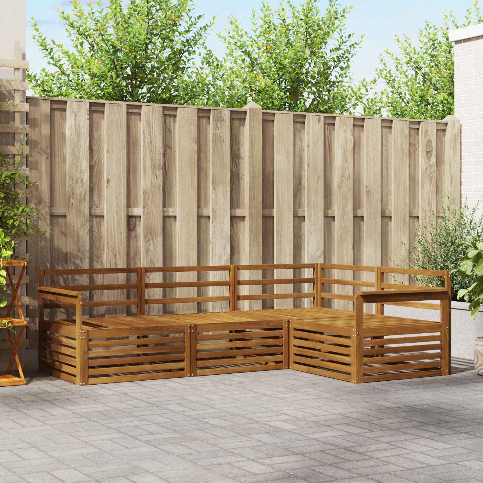 Buiten bankenset 4 pcs Naturel Massief Acaciahout – afbeelding 1