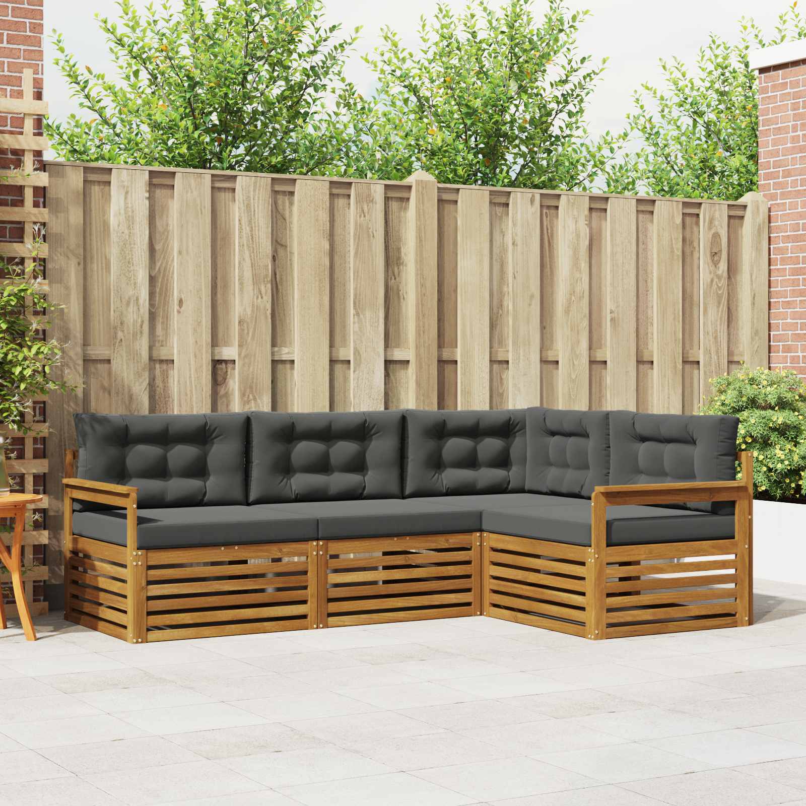 Buiten bankenset met kussen 4 pcs Natuurlijk en Antraciet