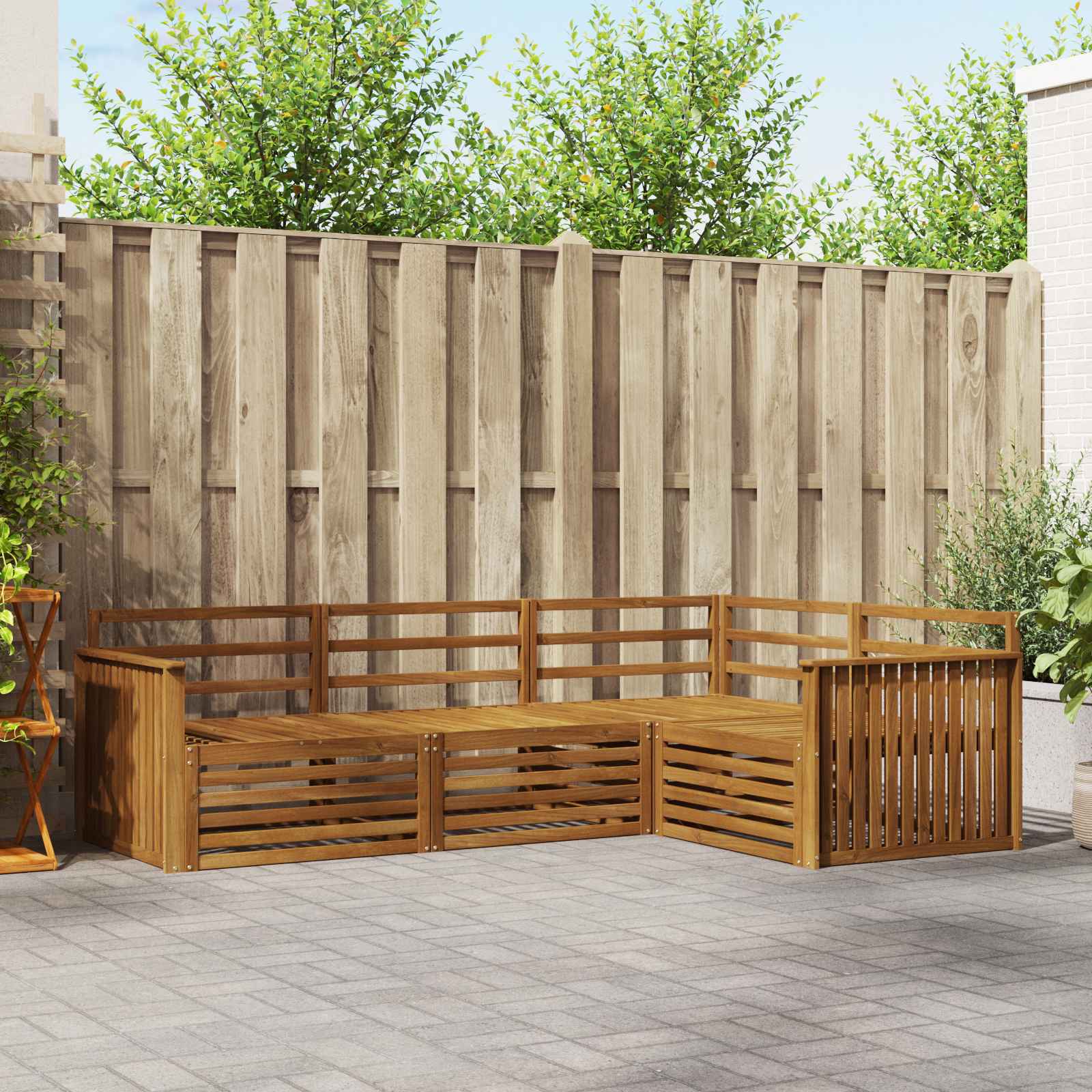 Buiten bankenset 4 pcs Naturel Massief Acaciahout – afbeelding 1