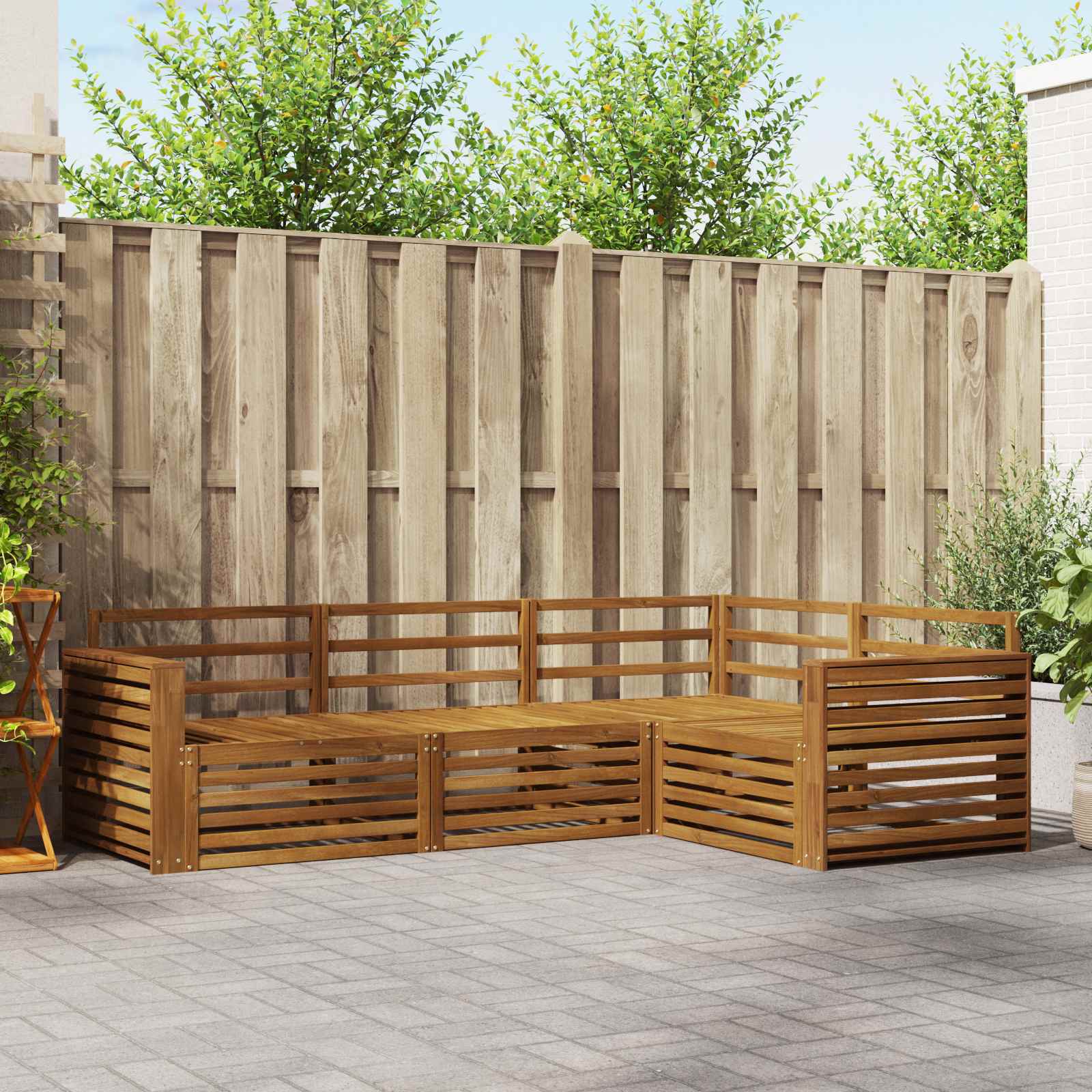 Buiten bankenset 4 pcs Naturel Massief Acaciahout – afbeelding 1