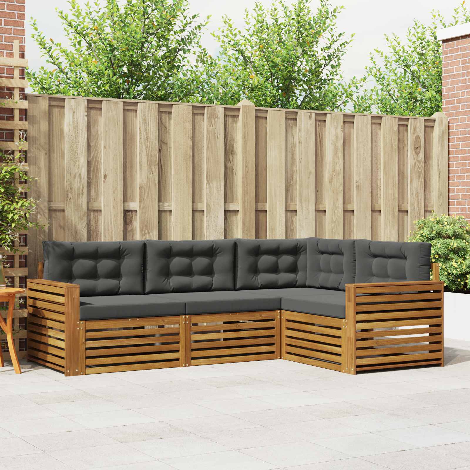 Buiten bankenset met kussen 4 pcs Natuurlijk en Antraciet