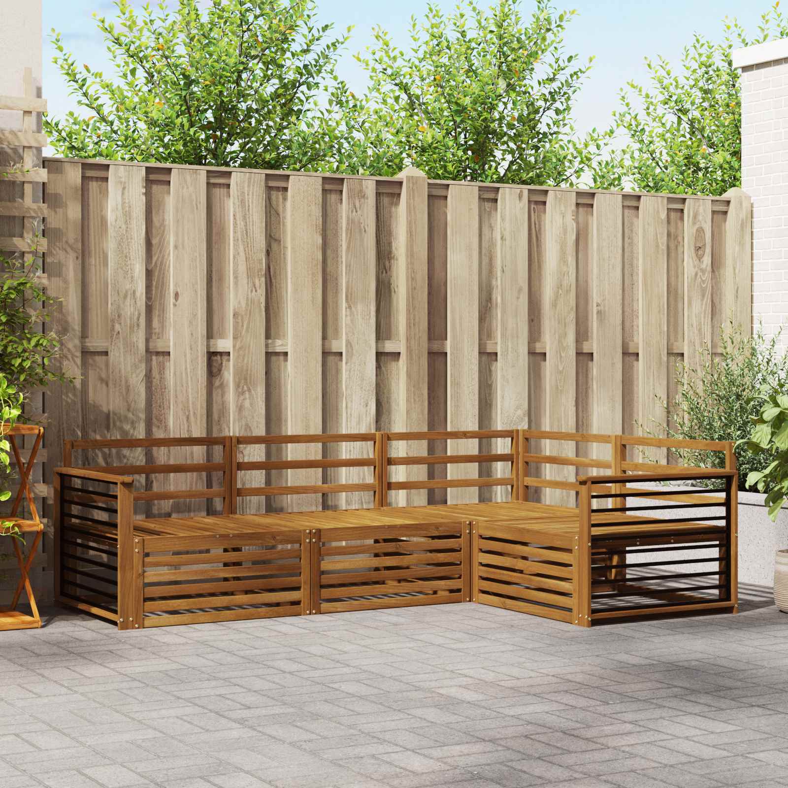 Buiten bankenset 4 pcs Naturel Massief Acaciahout