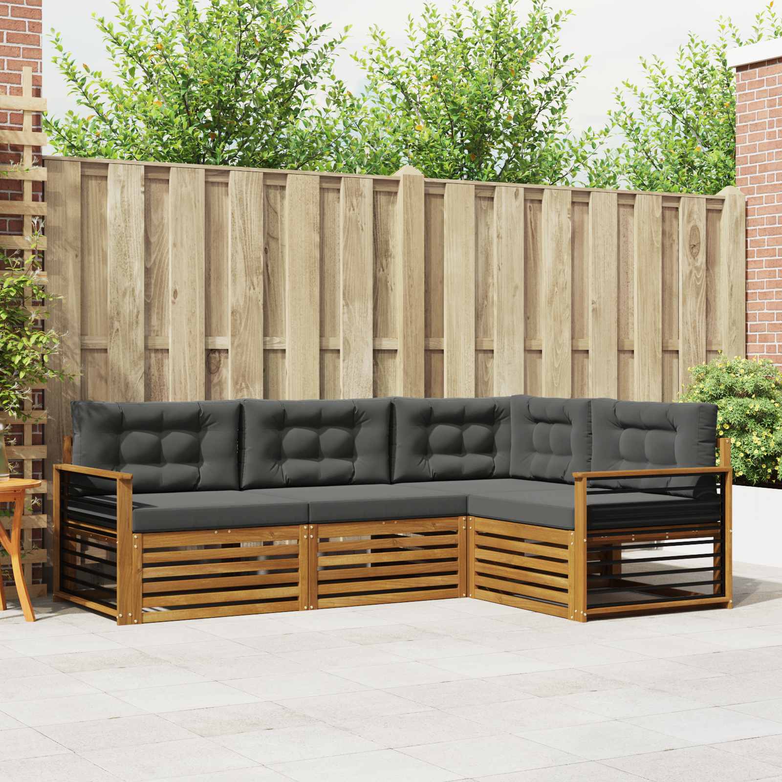 Buiten bankenset met kussen 4 pcs Natuurlijk en Antraciet