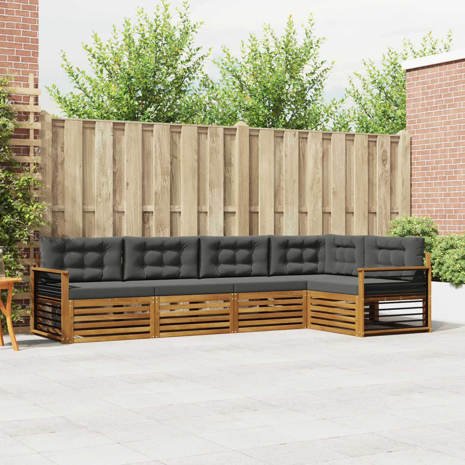 Buiten bankenset met kussen 5 pcs Natuurlijk en Antraciet
