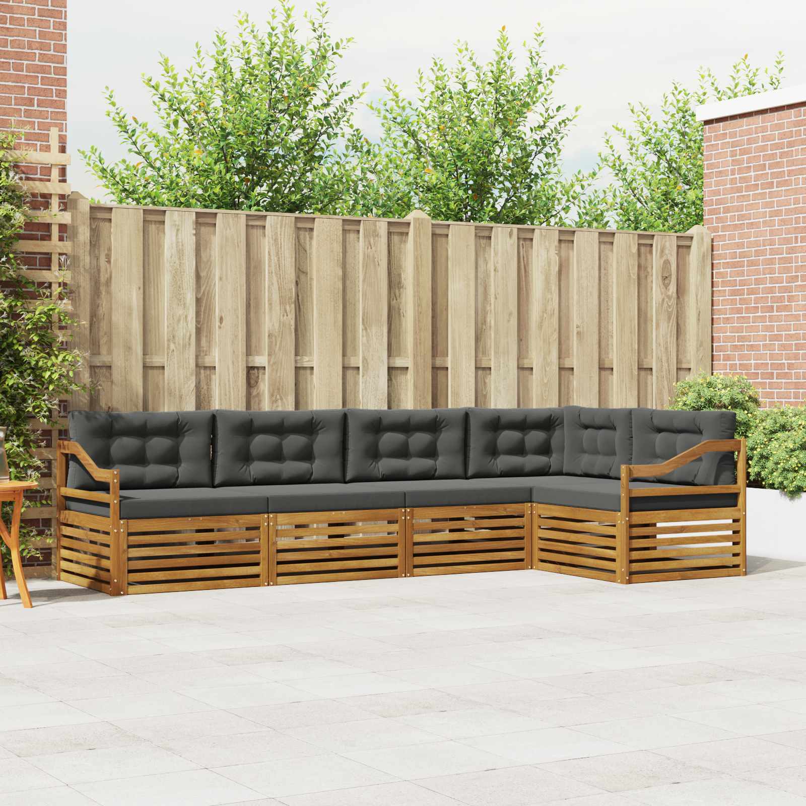 Buiten bankenset met kussen 5 pcs Natuurlijk en Antraciet – afbeelding 1