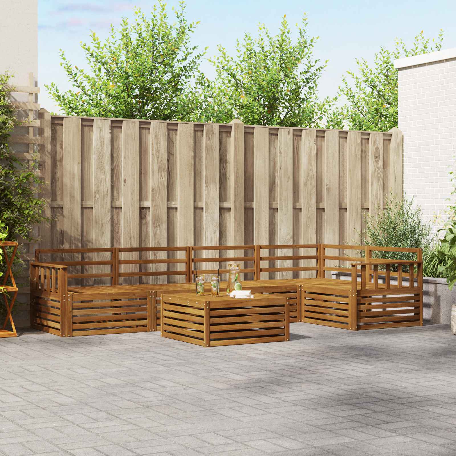 Buiten bankenset 6 pcs Naturel