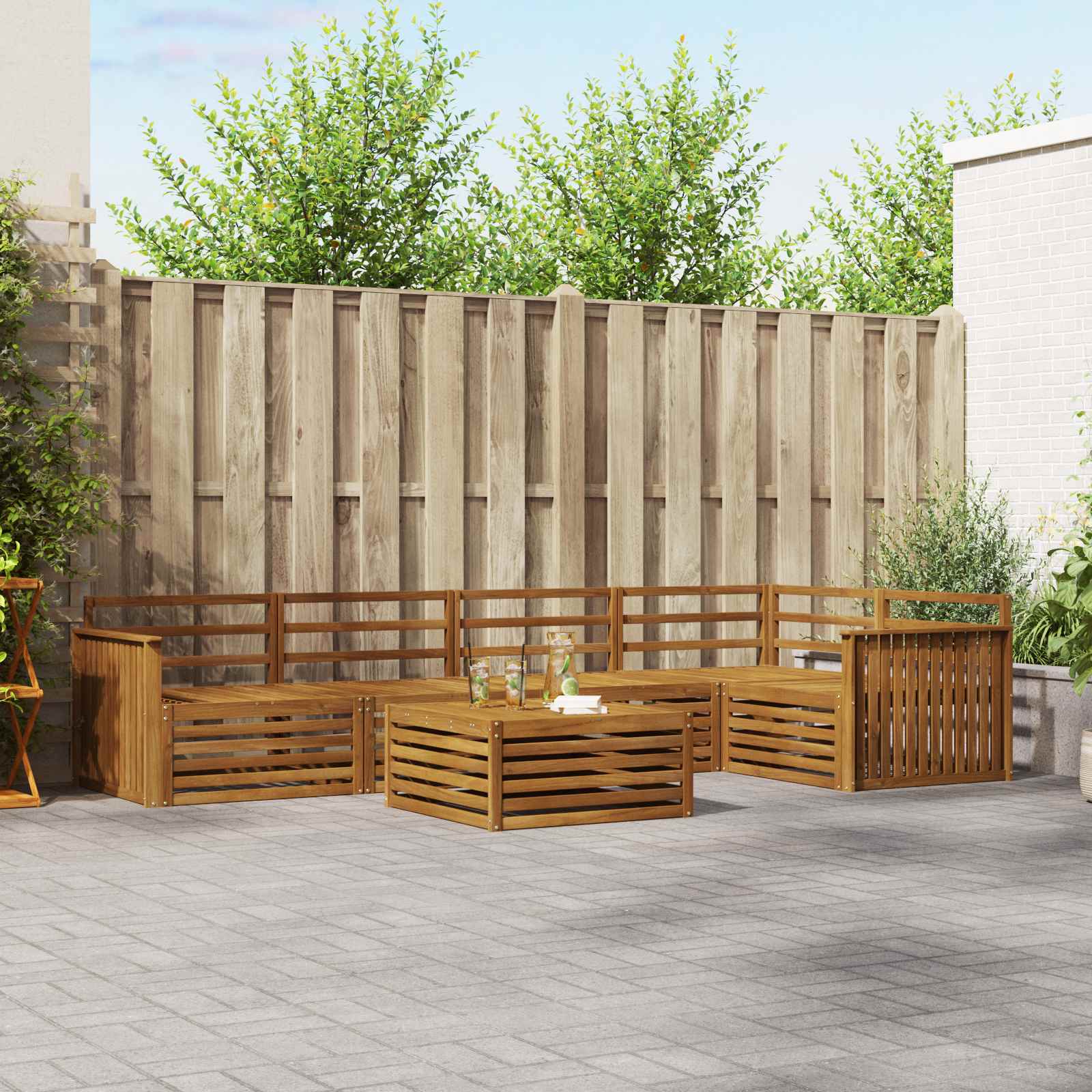 Buiten bankenset 6 pcs Naturel