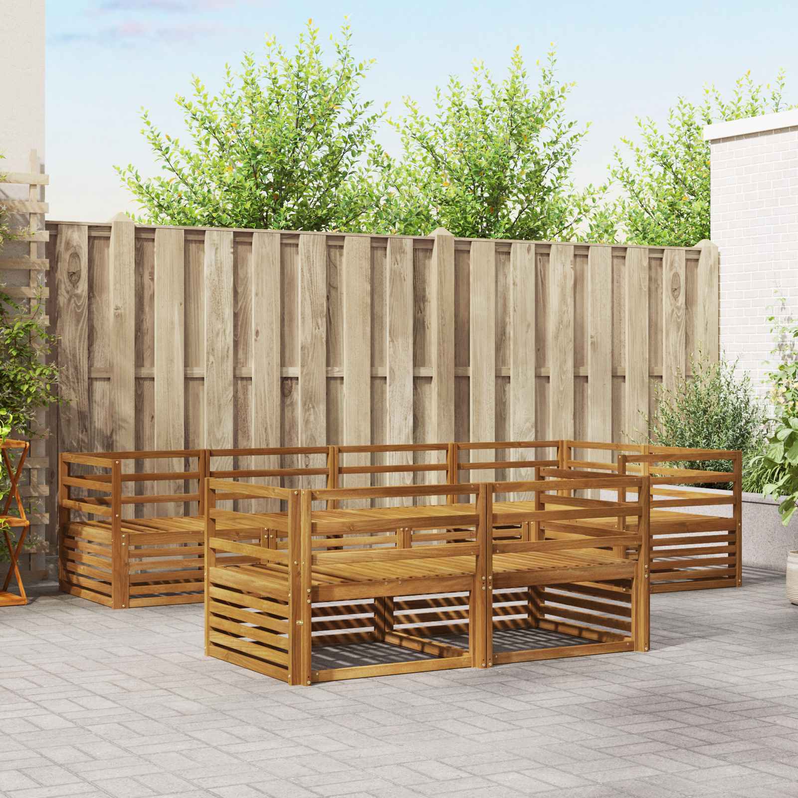 Buiten bankenset 7 pcs Naturel Massief Acaciahout – afbeelding 1