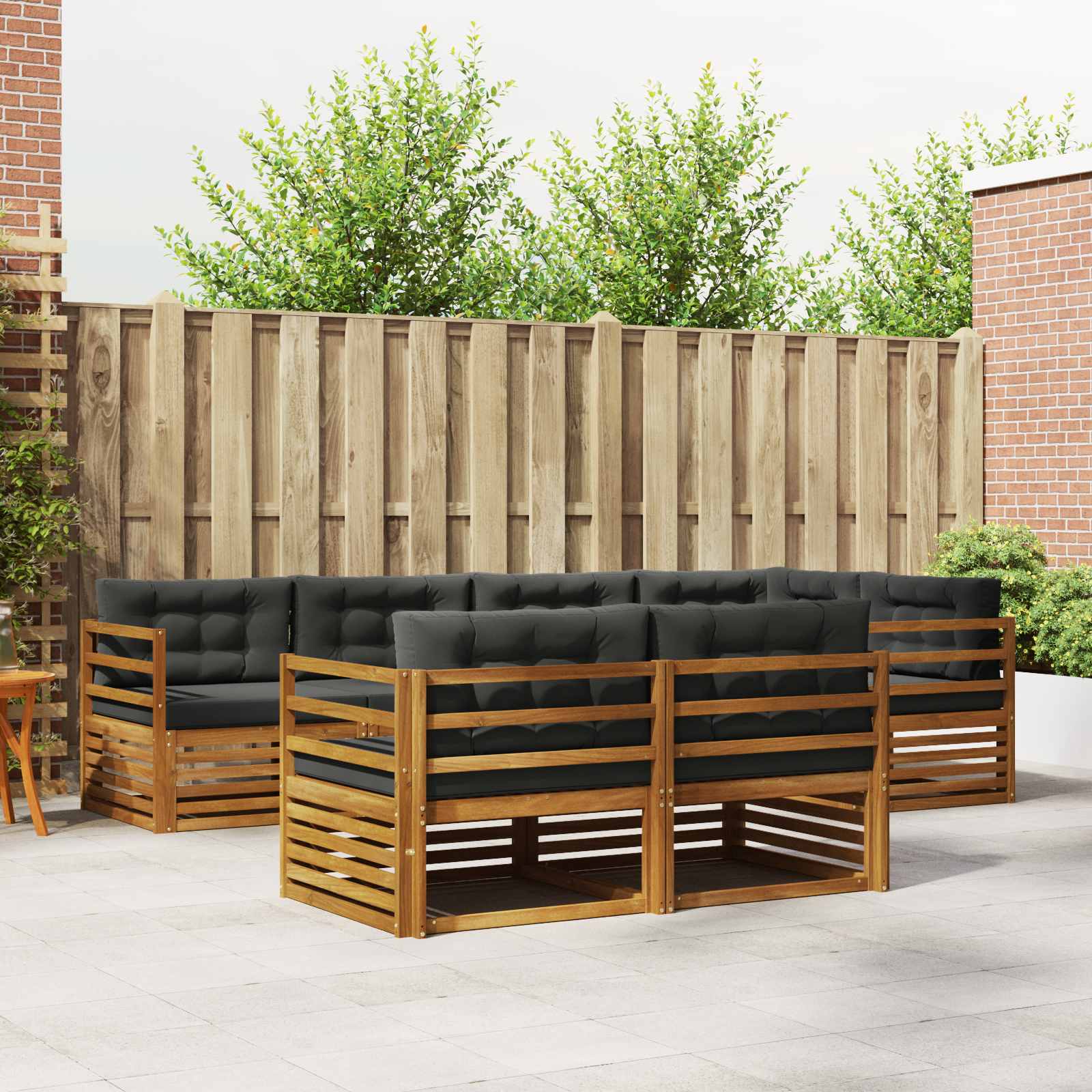 Buiten bankenset met kussen 7 pcs Natuurlijk en Antraciet – afbeelding 1