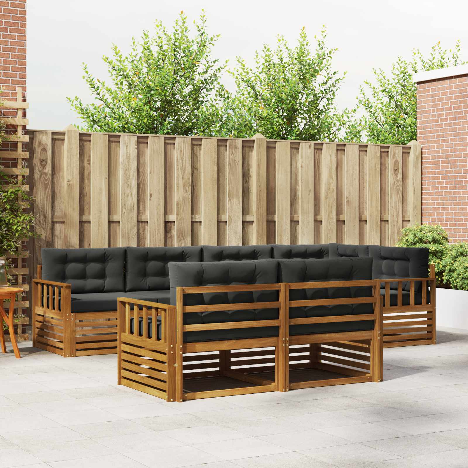 Buiten bankenset met kussen 7 pcs Natuurlijk en Antraciet – afbeelding 1
