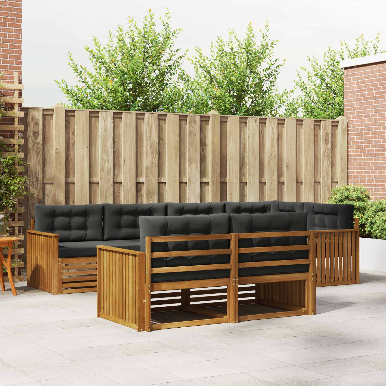 Buiten bankenset met kussen 7 pcs Natuurlijk en Antraciet – afbeelding 1