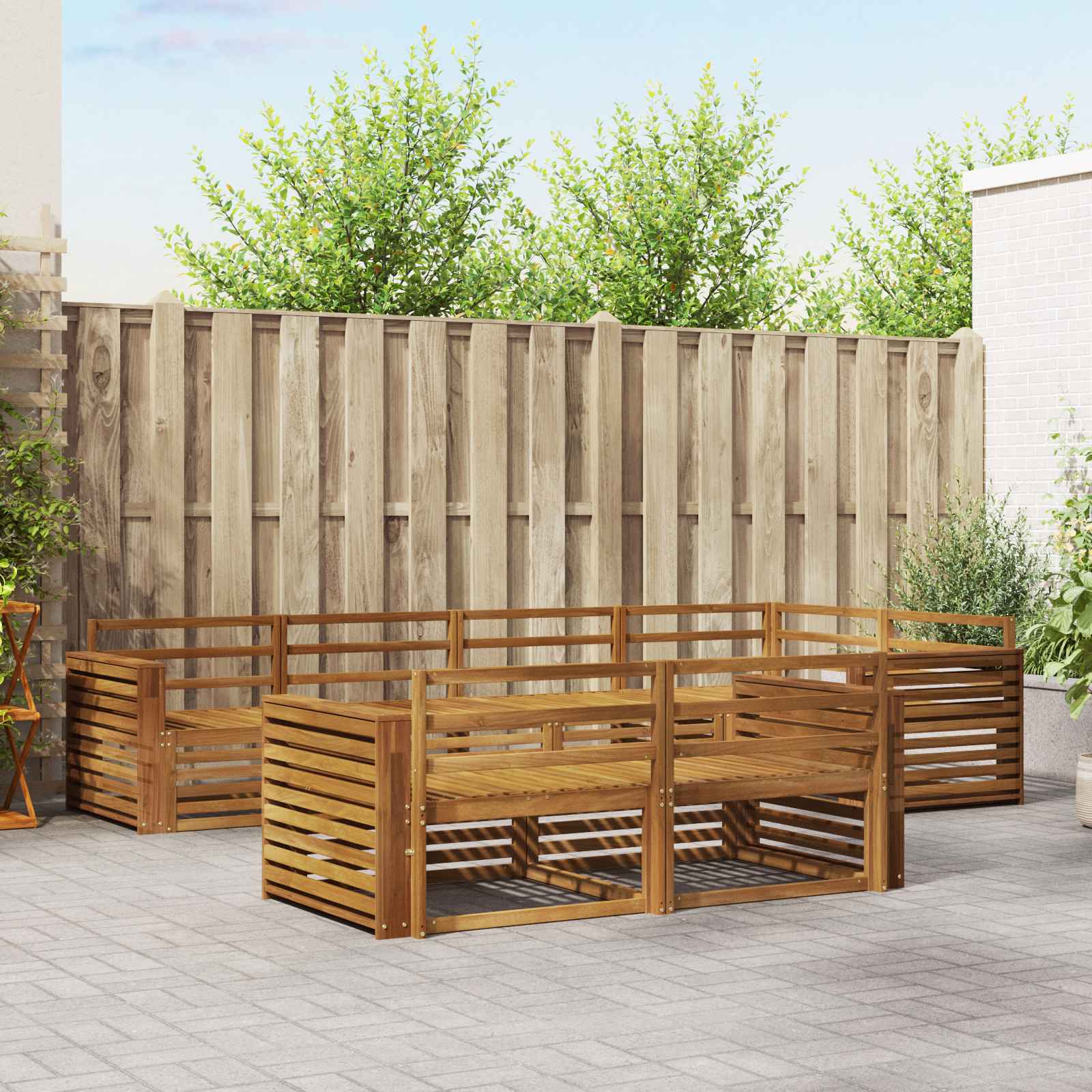 Buiten bankenset 7 pcs Naturel Massief Acaciahout – afbeelding 1