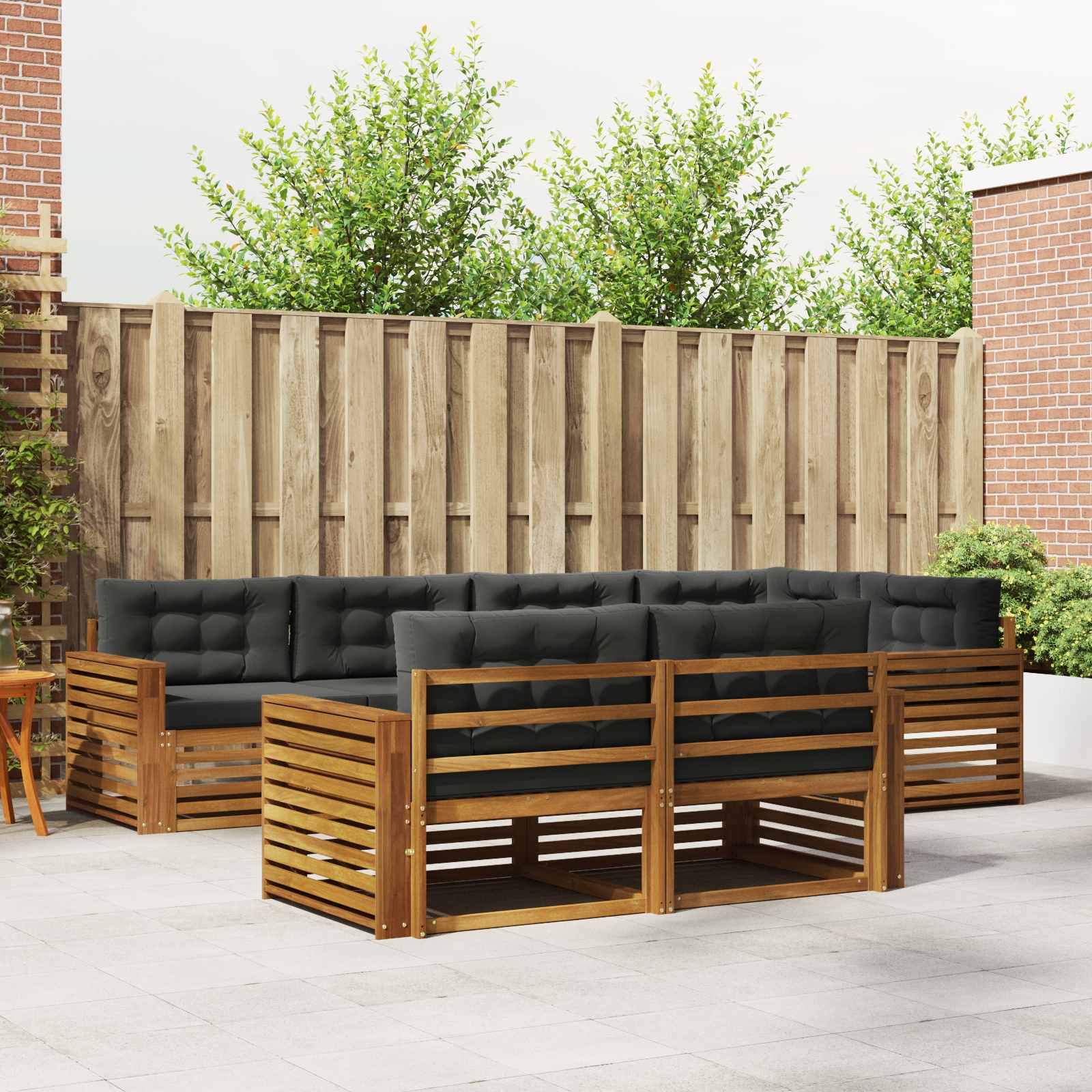 Buiten bankenset met kussen 7 pcs Natuurlijk en Antraciet – afbeelding 1