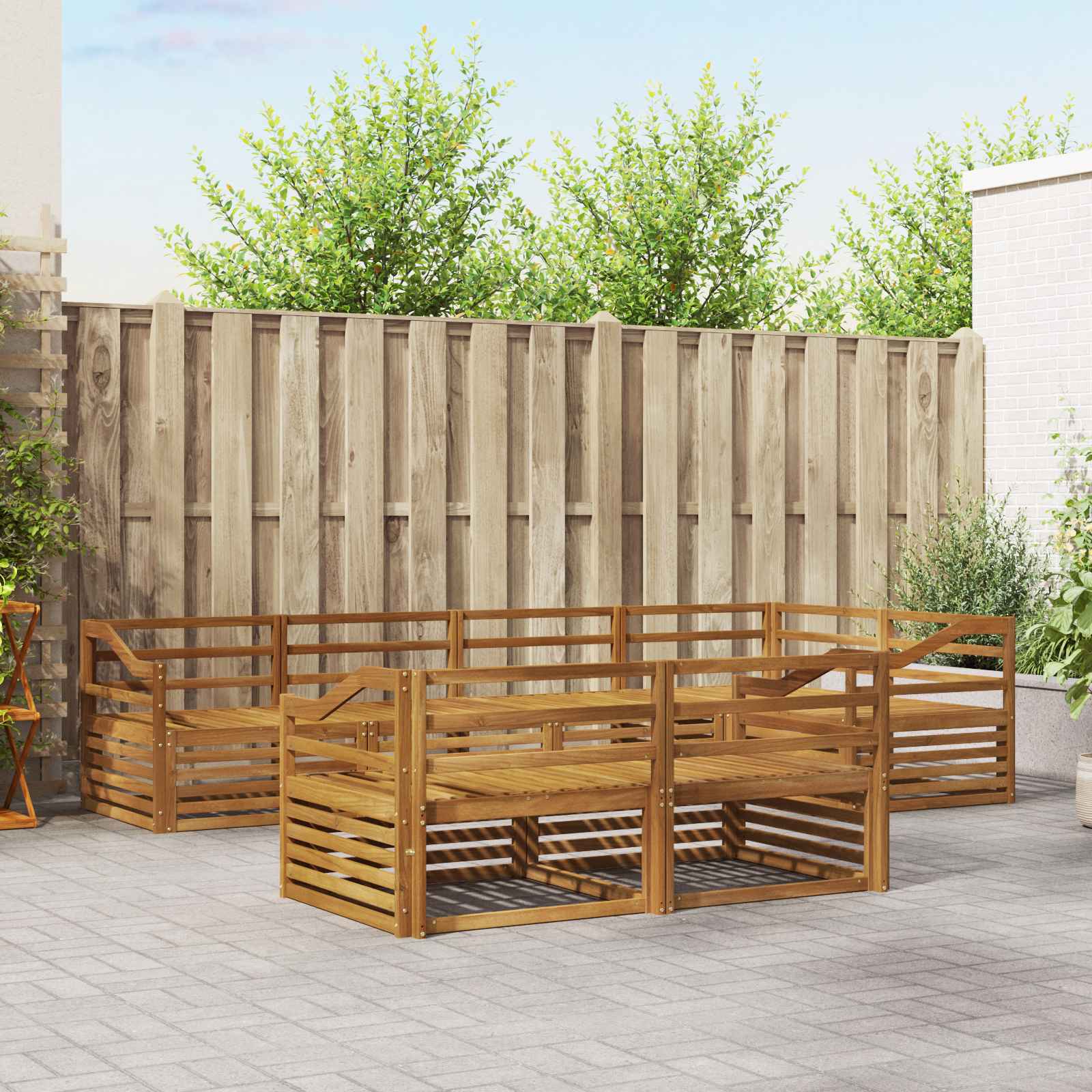Buiten bankenset 7 pcs Naturel Massief Acaciahout