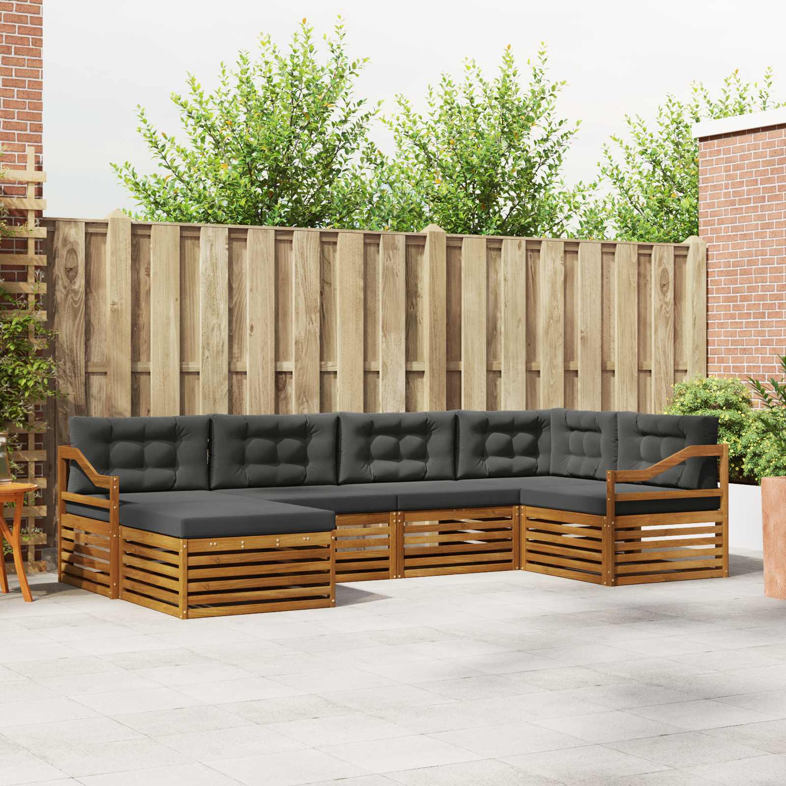 Buiten bankenset met kussen 6 pcs Natuurlijk en Antraciet – afbeelding 1
