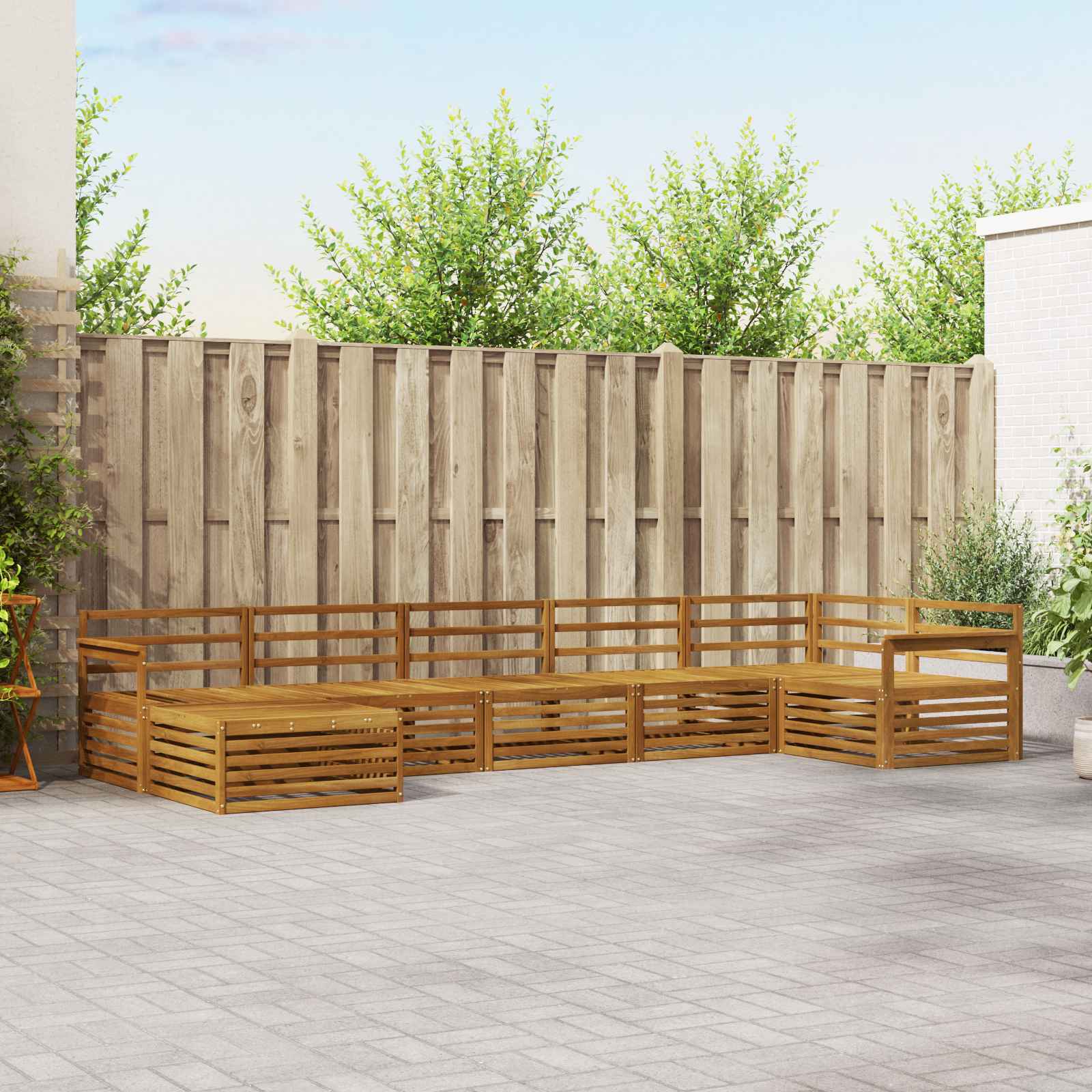 Buiten bankenset 7 pcs Naturel