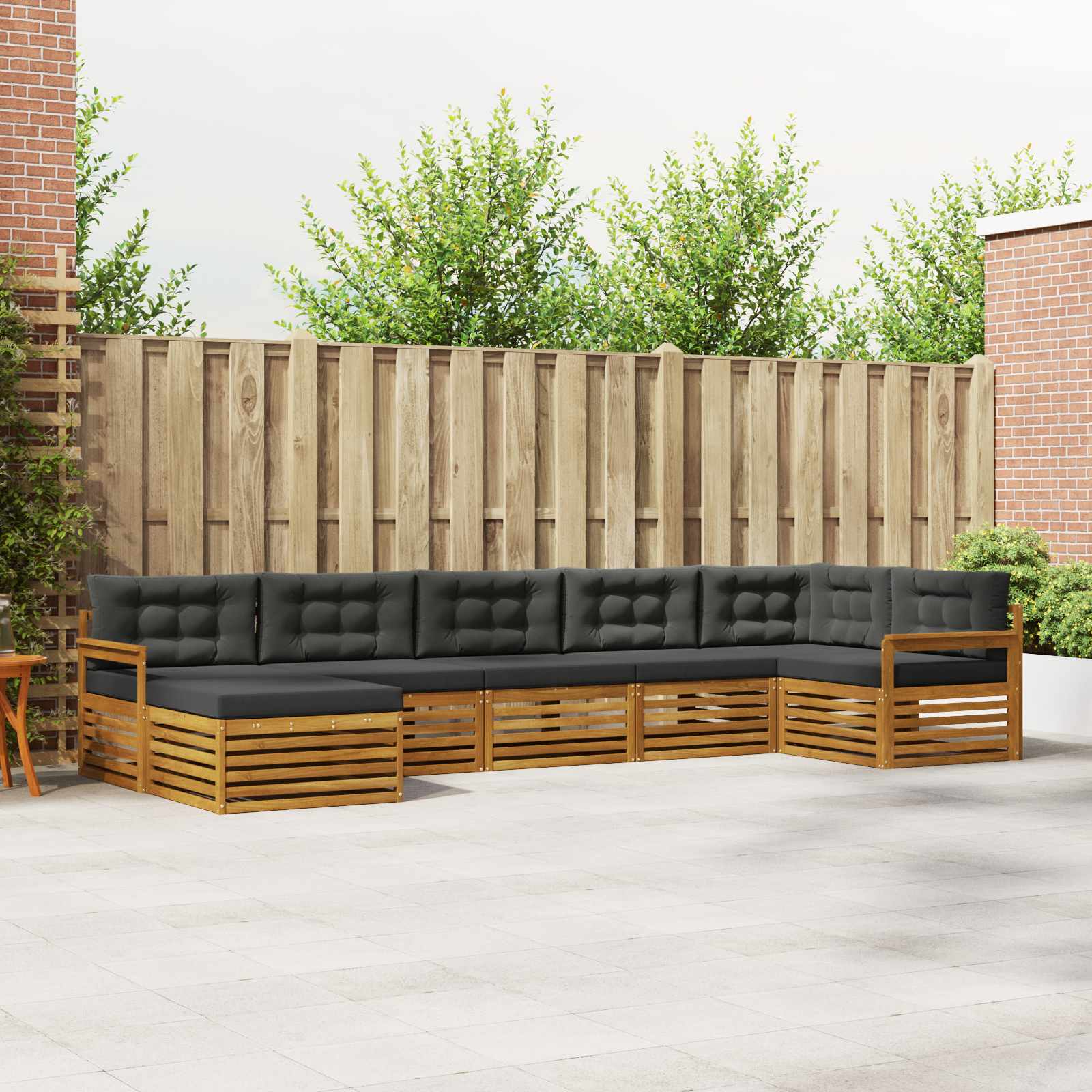 Buiten bankenset met kussen 7 pcs Natuurlijk en Antraciet – afbeelding 1