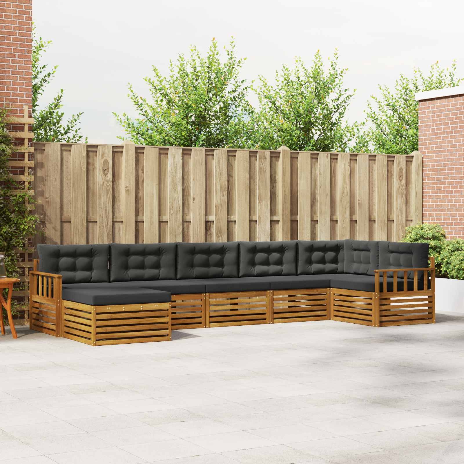 Buiten bankenset met kussen 7 pcs Natuurlijk en Antraciet – afbeelding 1