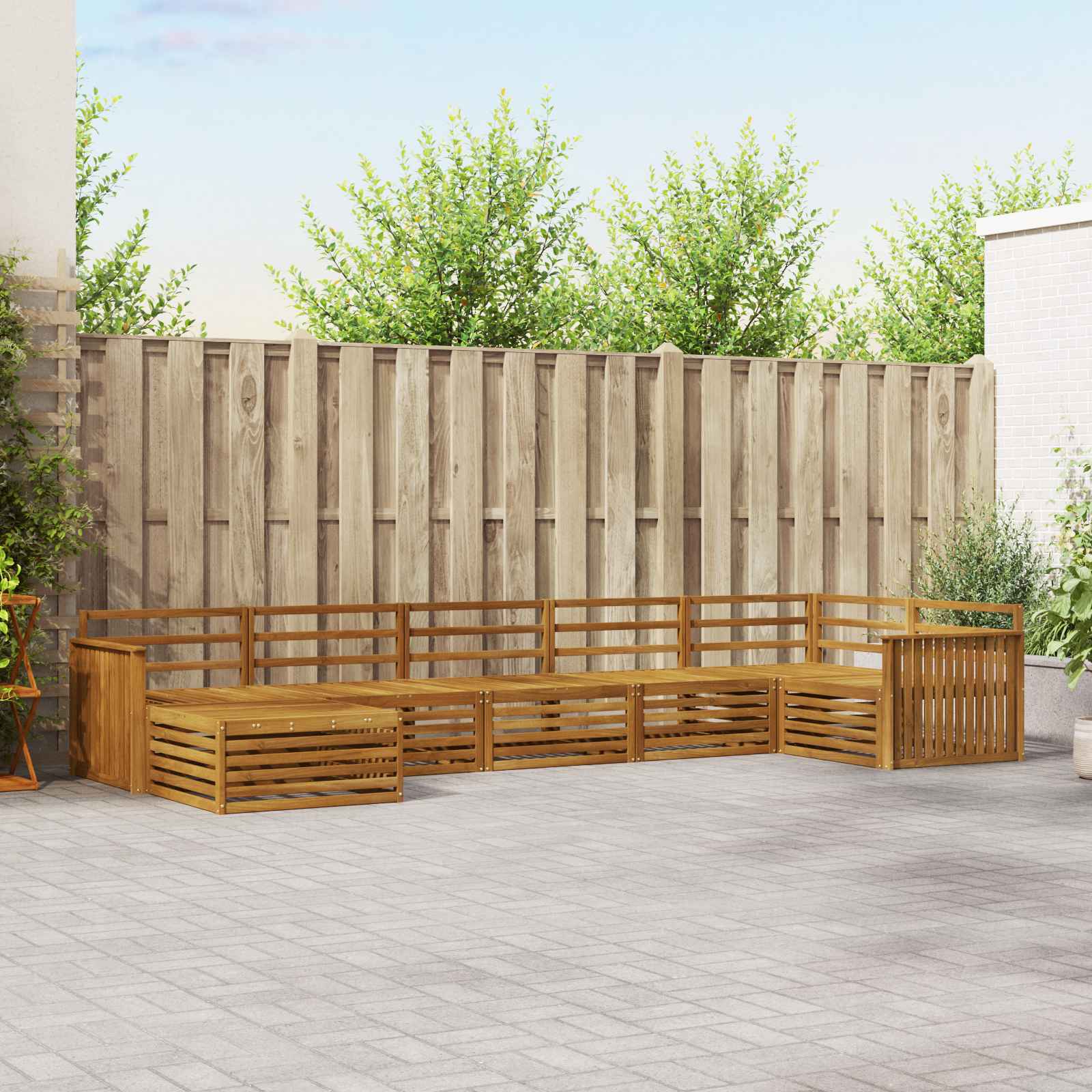 Buiten bankenset 7 pcs Naturel