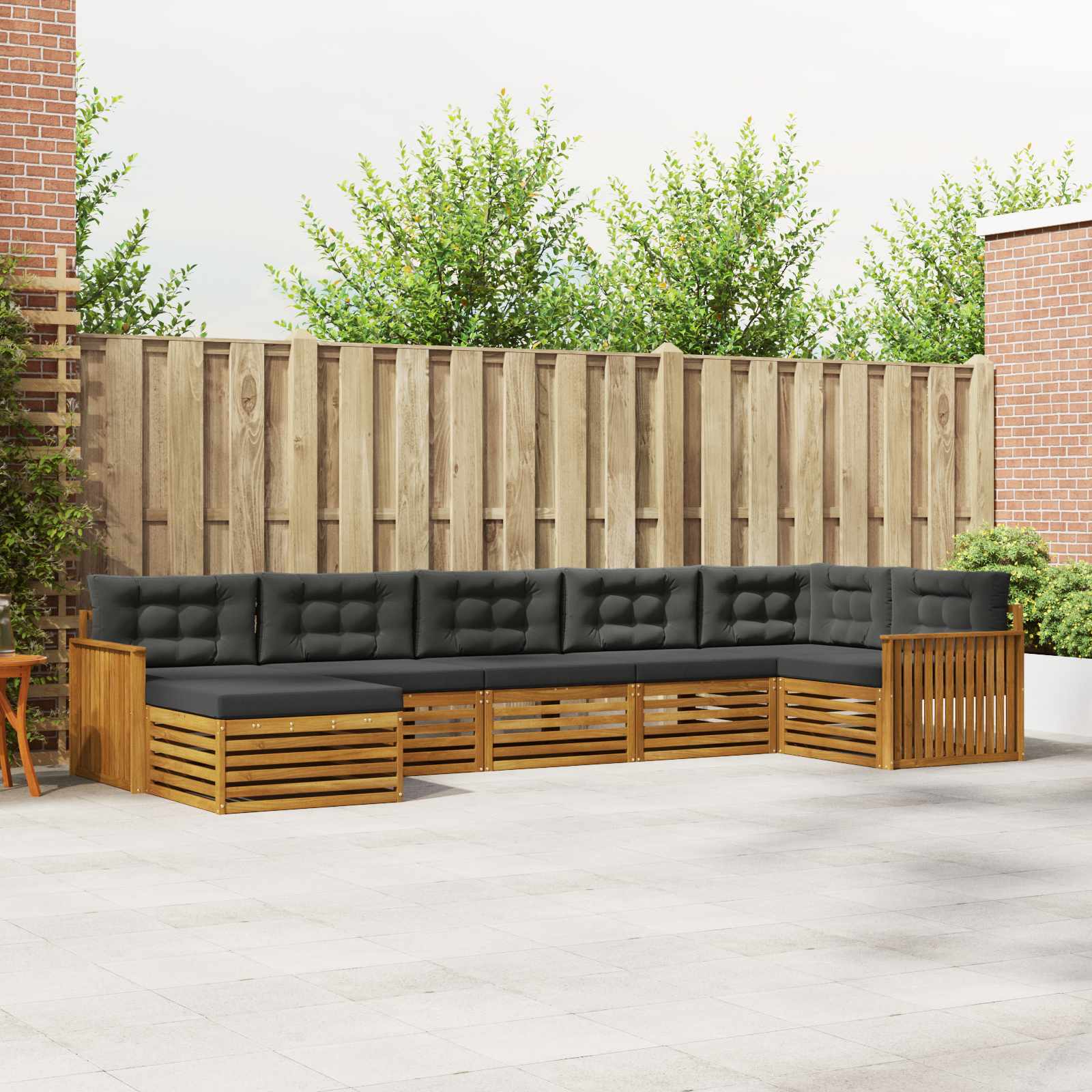 Buiten bankenset met kussen 7 pcs Natuurlijk en Antraciet – afbeelding 1