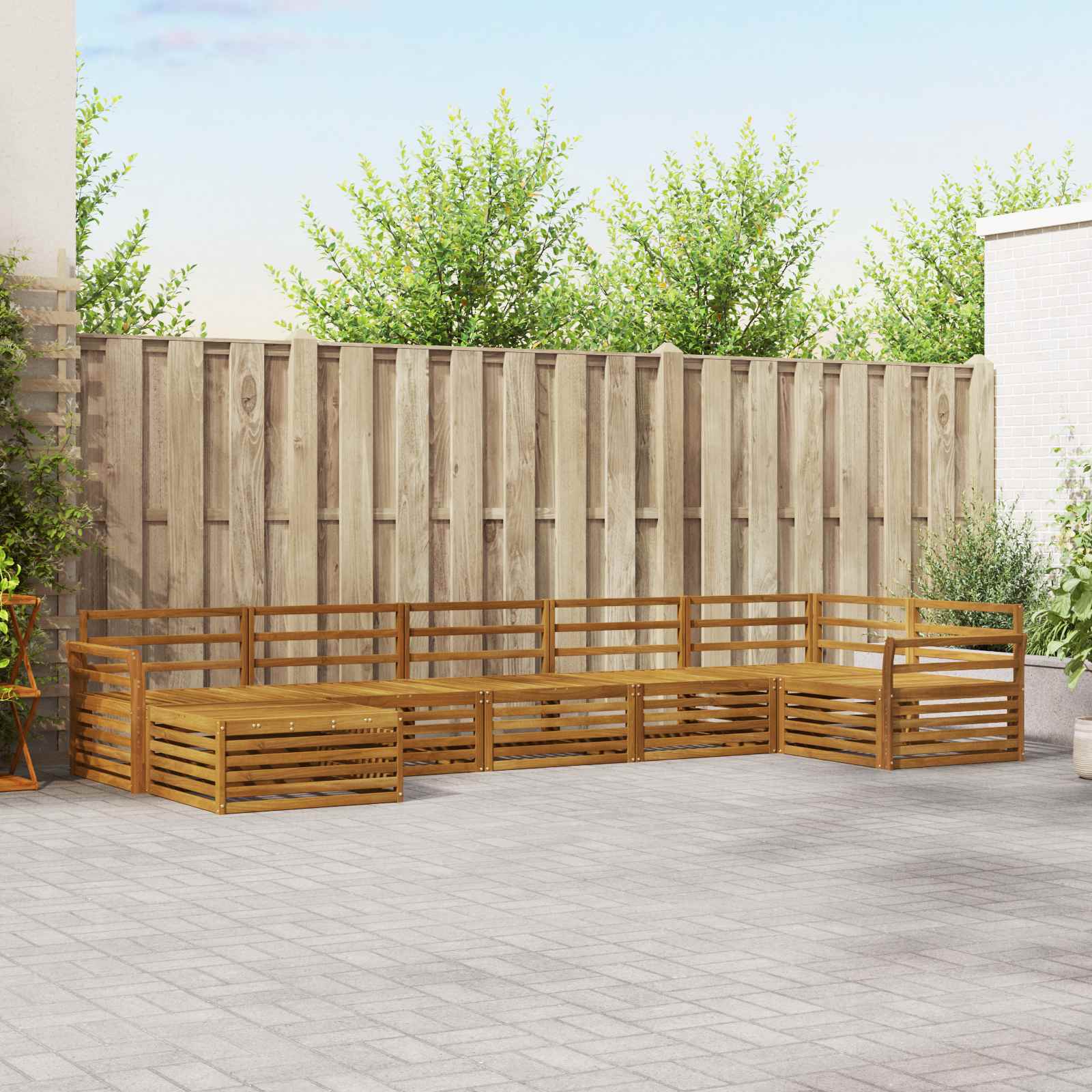 Buiten bankenset 7 pcs Naturel