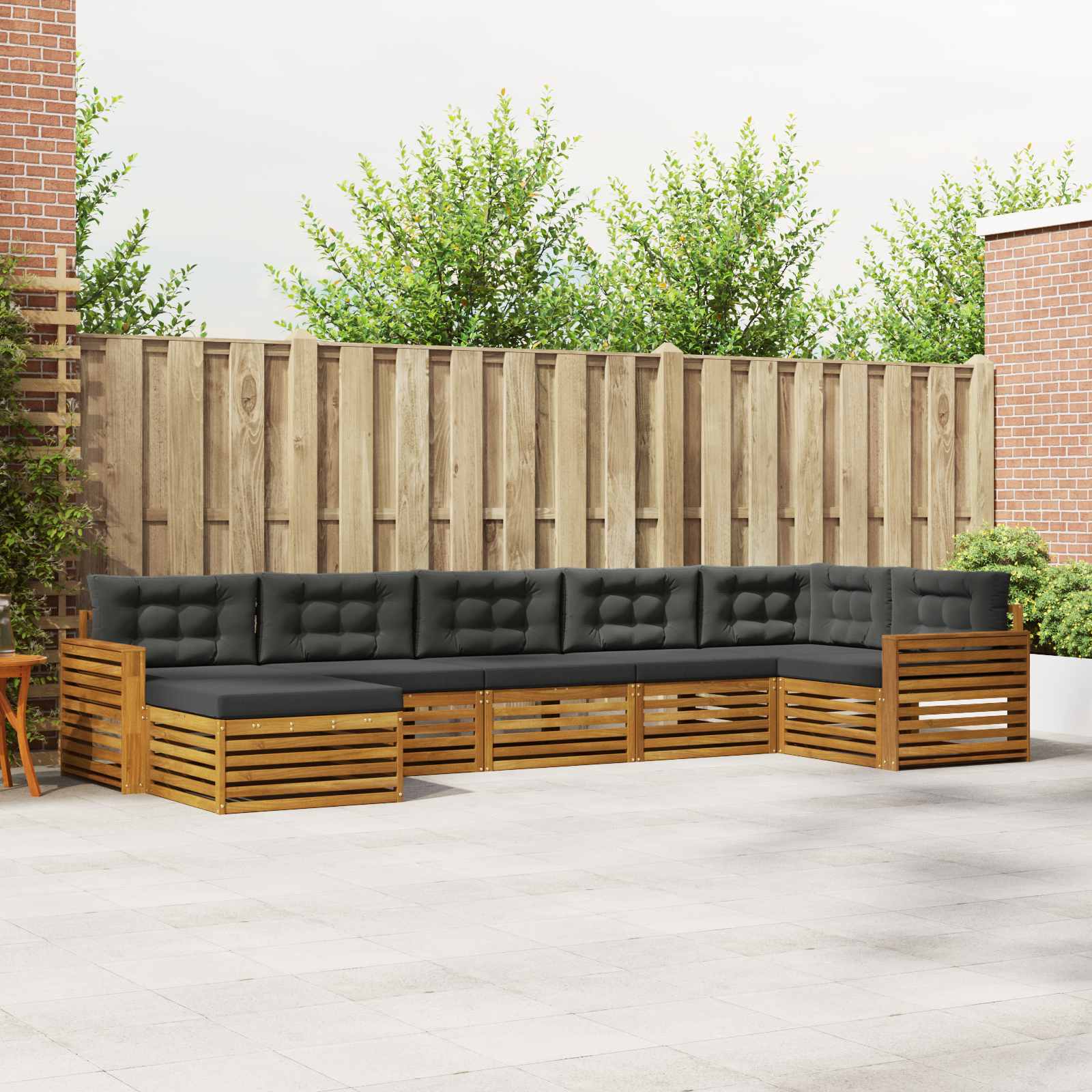 Buiten bankenset met kussen 7 pcs Natuurlijk en Antraciet