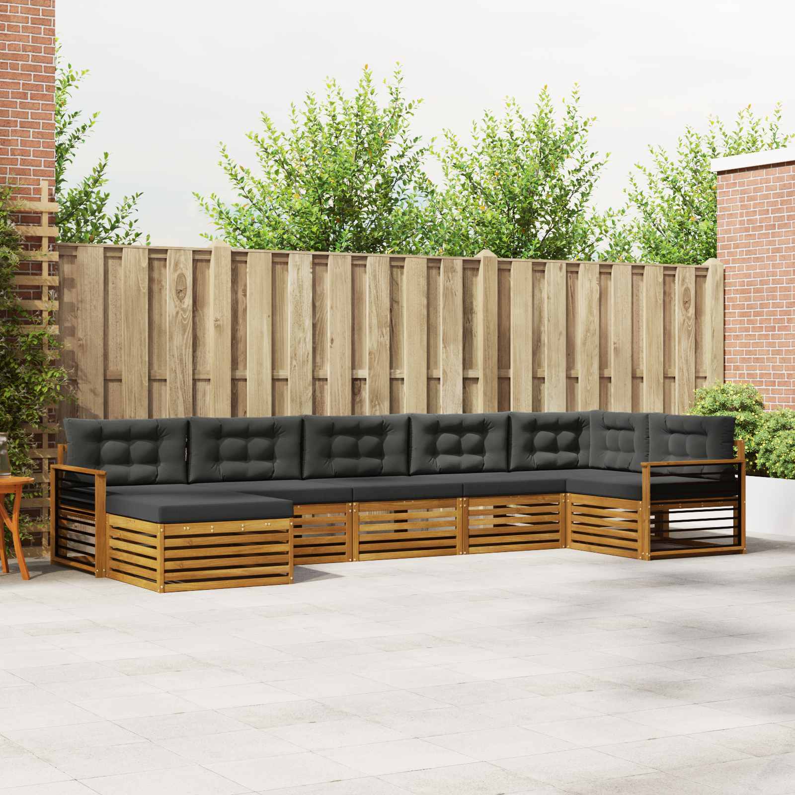 Buiten bankenset met kussen 7 pcs Natuurlijk en Antraciet