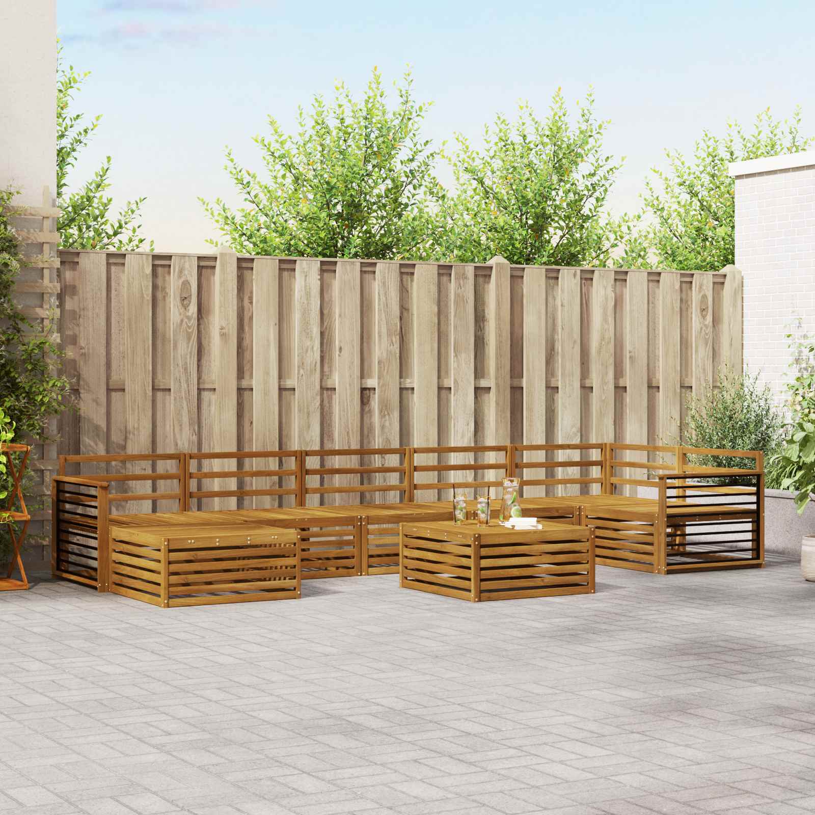 Sofa-Sets 8 pcs Naturel Massief Acaciahout – afbeelding 1
