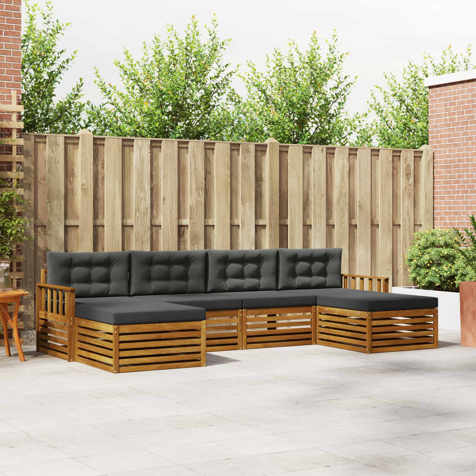 Sofa-Sets 6 pcs Natuurlijk en Antraciet Massief Acaciahout – afbeelding 1