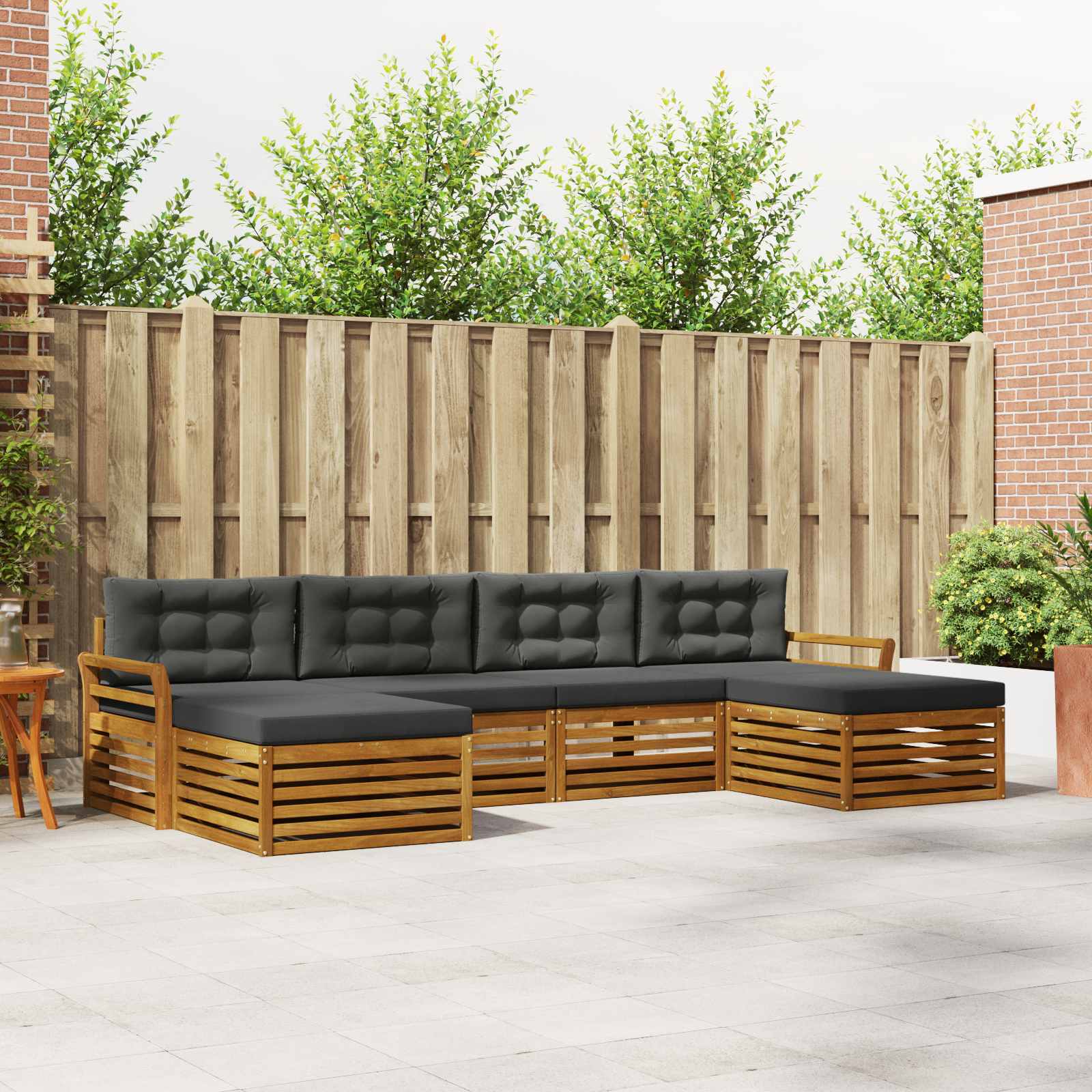 Sofa-Sets 6 pcs Natuurlijk en Antraciet Massief Acaciahout – afbeelding 1