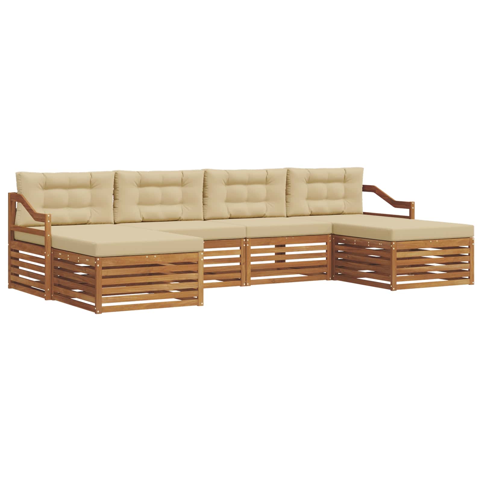 Sofa-Sets 6 pcs Natuurlijk en Beige Massief Acaciahout – afbeelding 2