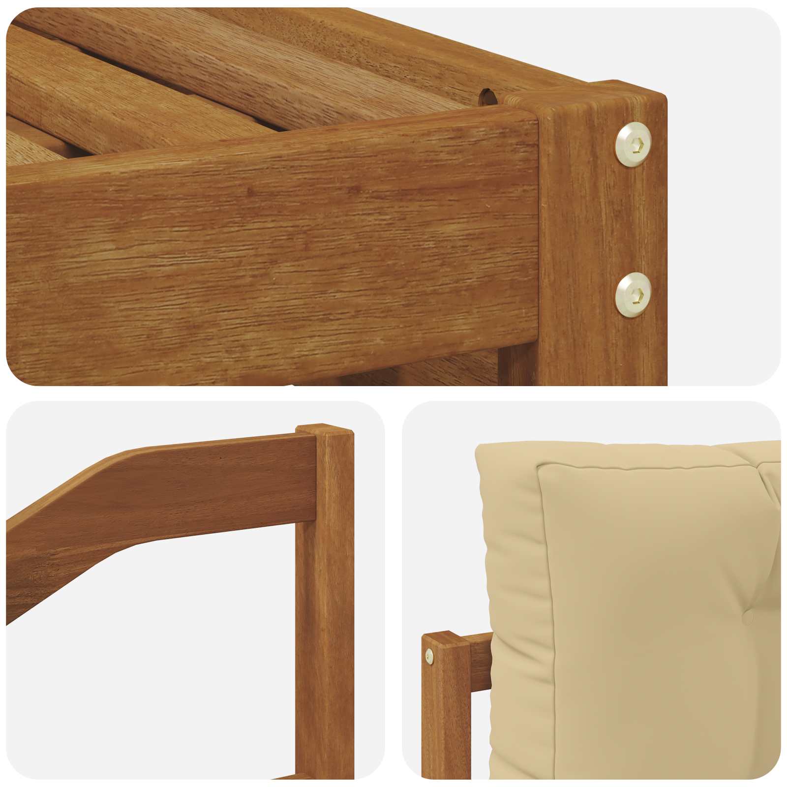 Sofa-Sets 6 pcs Natuurlijk en Beige Massief Acaciahout – afbeelding 5