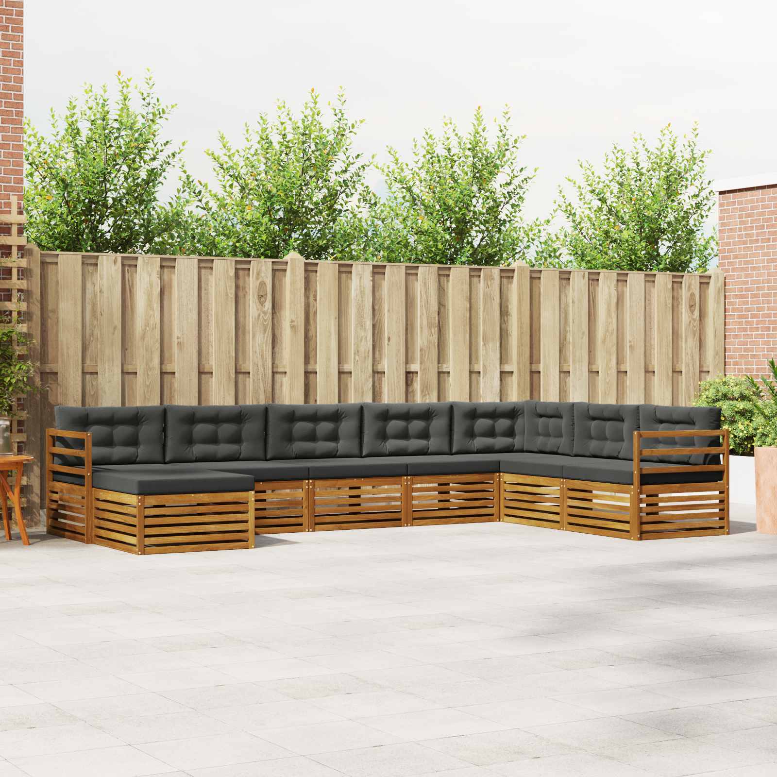 Buiten bankenset met kussen 8 pcs Natuurlijk en Antraciet – afbeelding 1