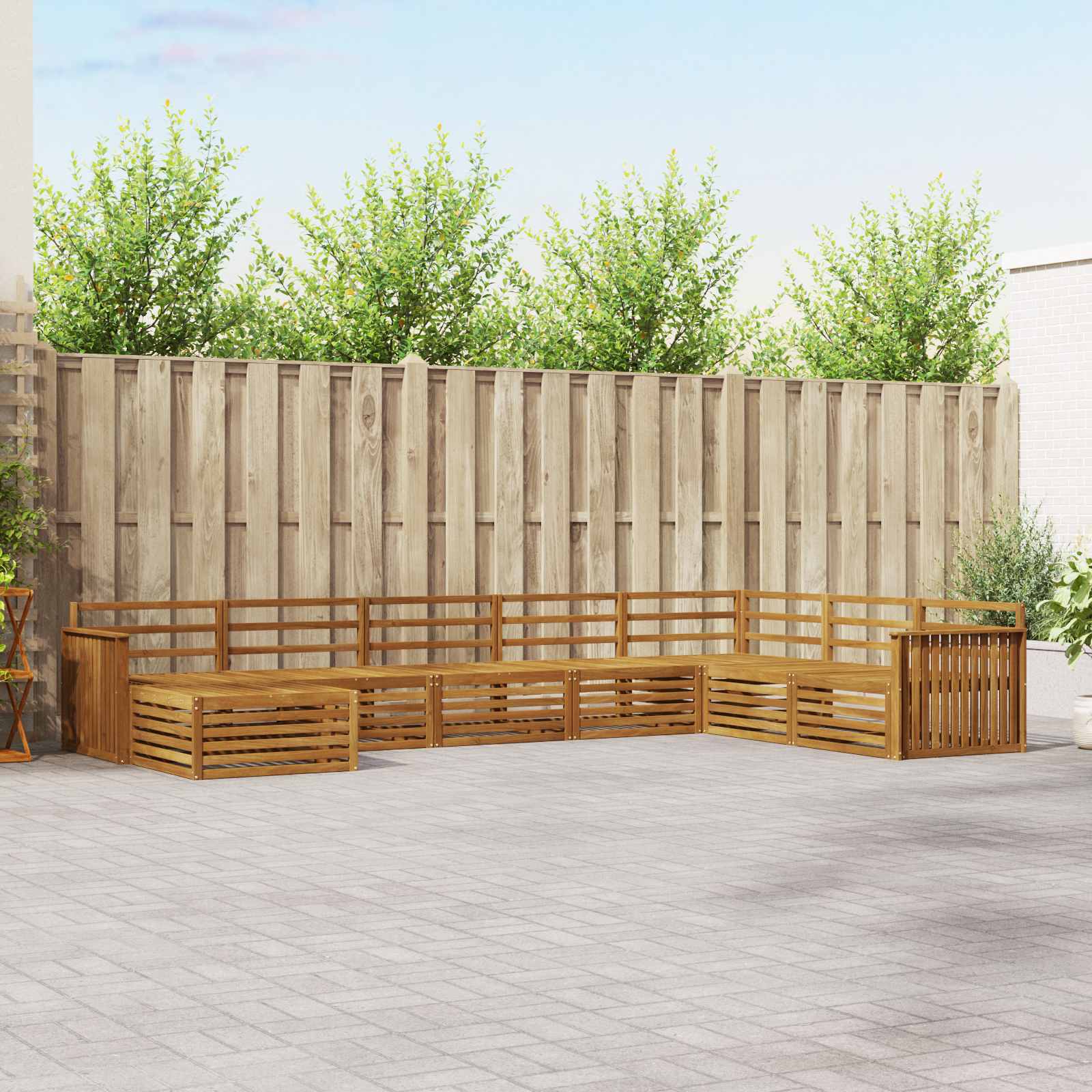 Buiten bankenset 8 pcs Naturel